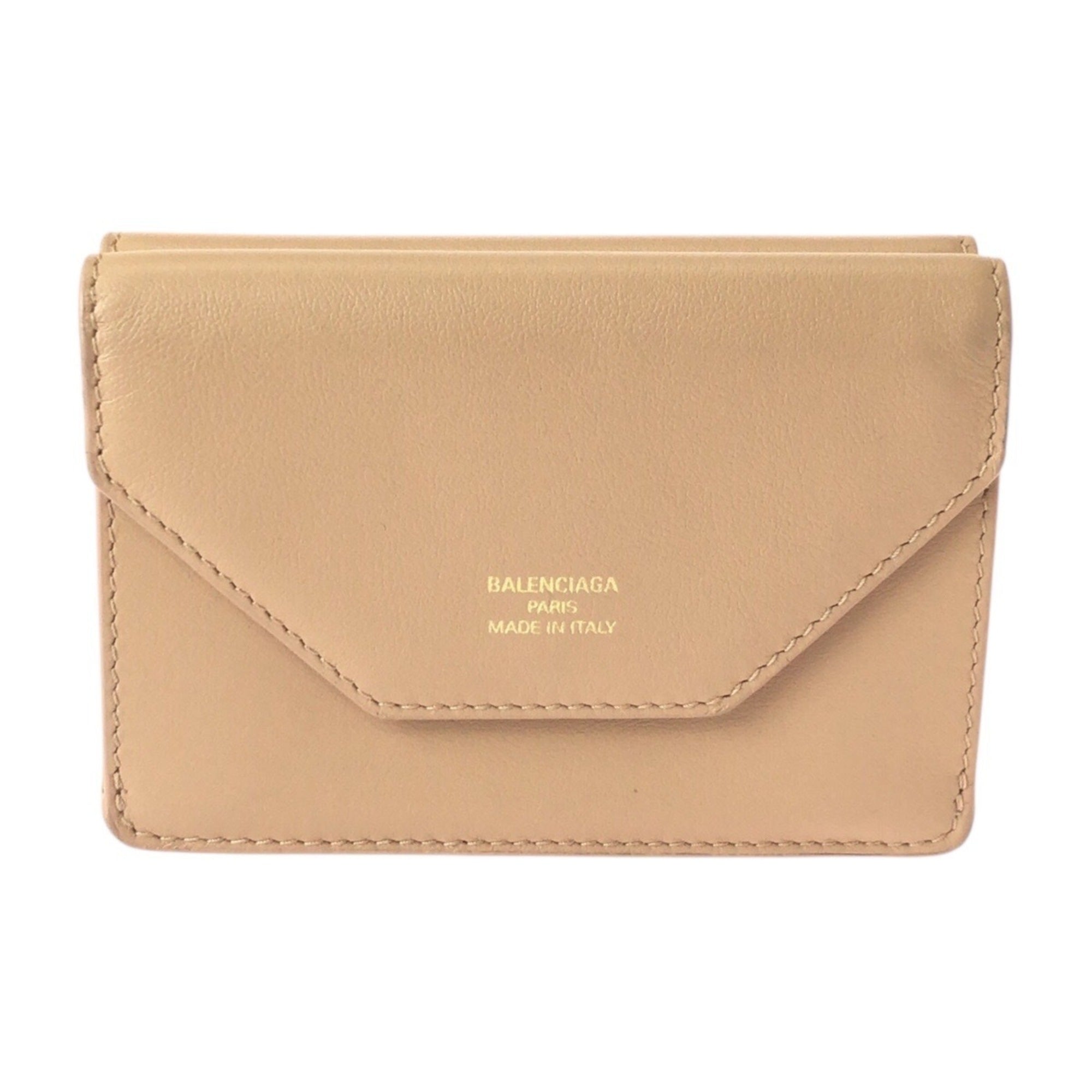 Balenciaga Beige Leather Wallet (Tri-Fold) (Pre-Owned)