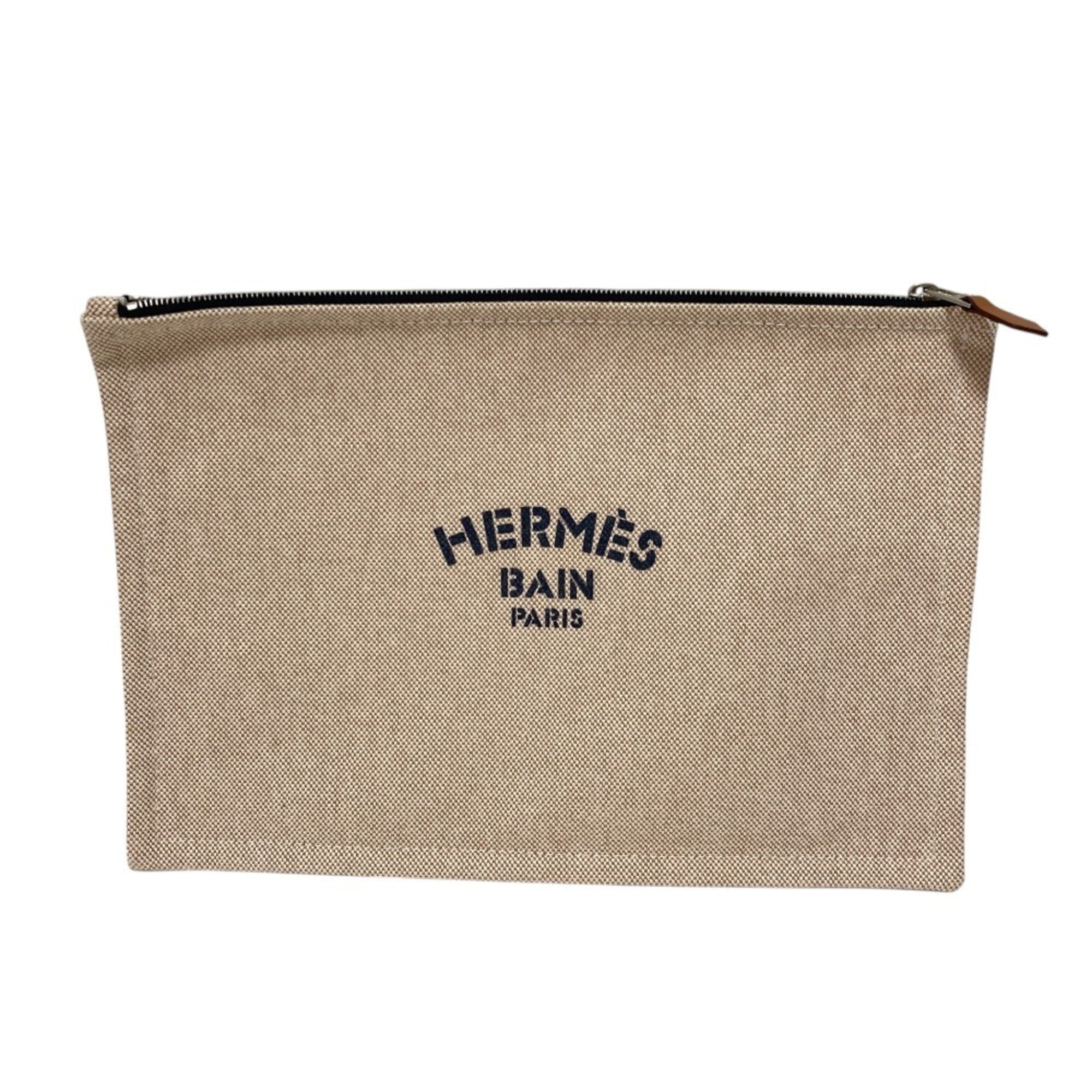 Hermes Beige Canvas Pouch (Pre-Owned)