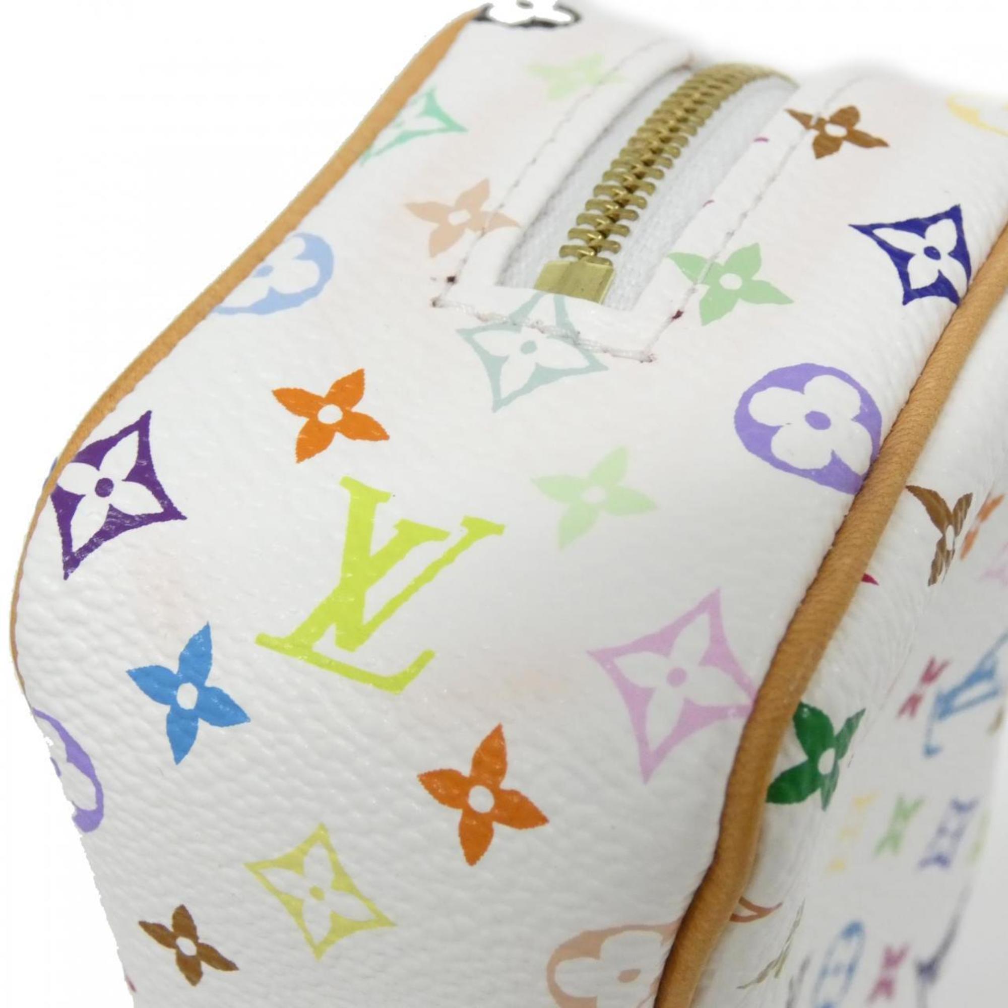 Louis Vuitton Multi-Color White Coated Canvas Handbag Pouch (Pre-Owned)