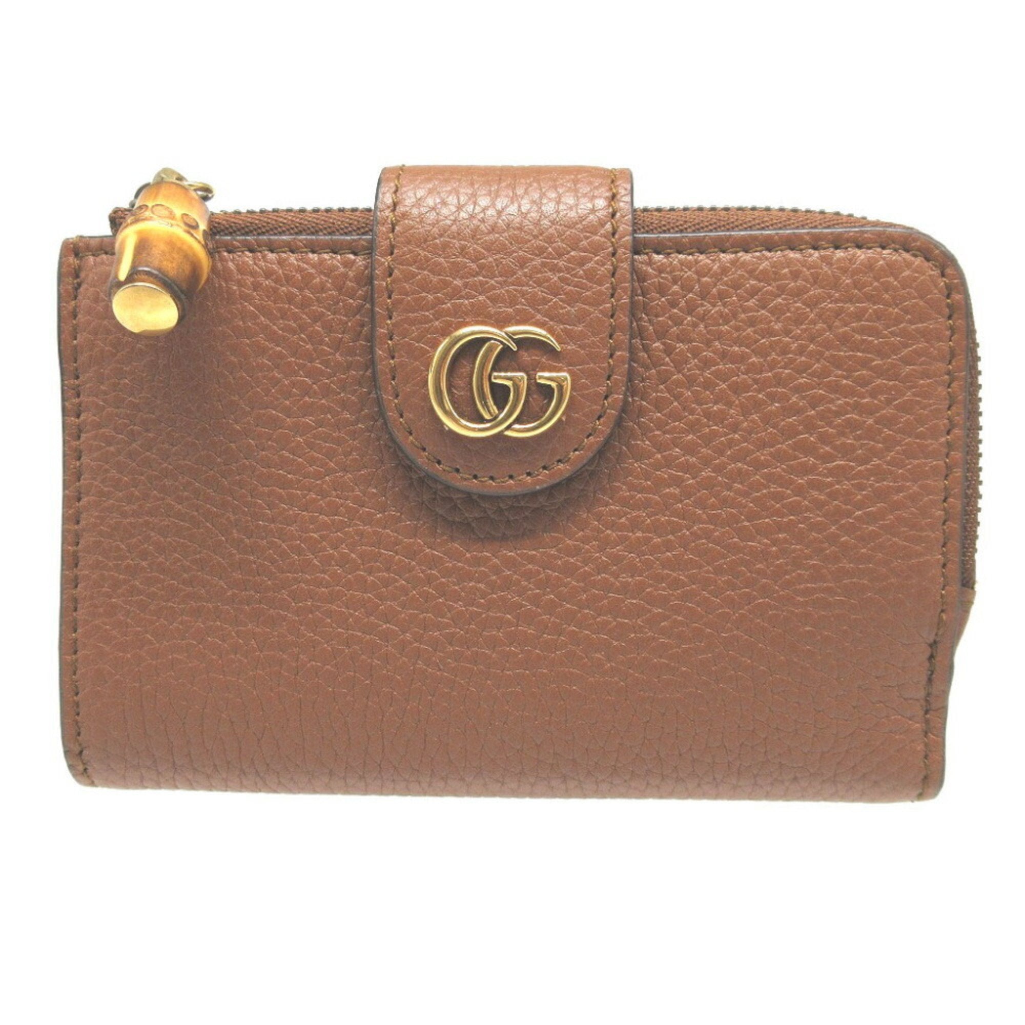 Gucci Bamboo Brown Leather Wallet (Bi-Fold) (Pre-Owned)