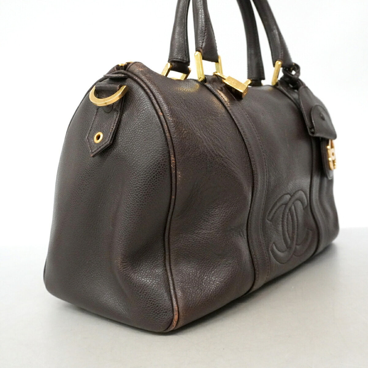Chanel Brown Grained Calfskin Boston Bag (Pre-Owned)