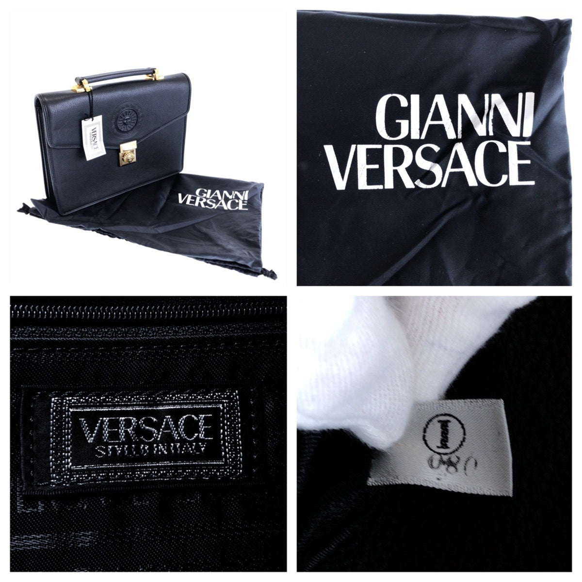 Versace Black Leather Clutch Bag (Pre-Owned)