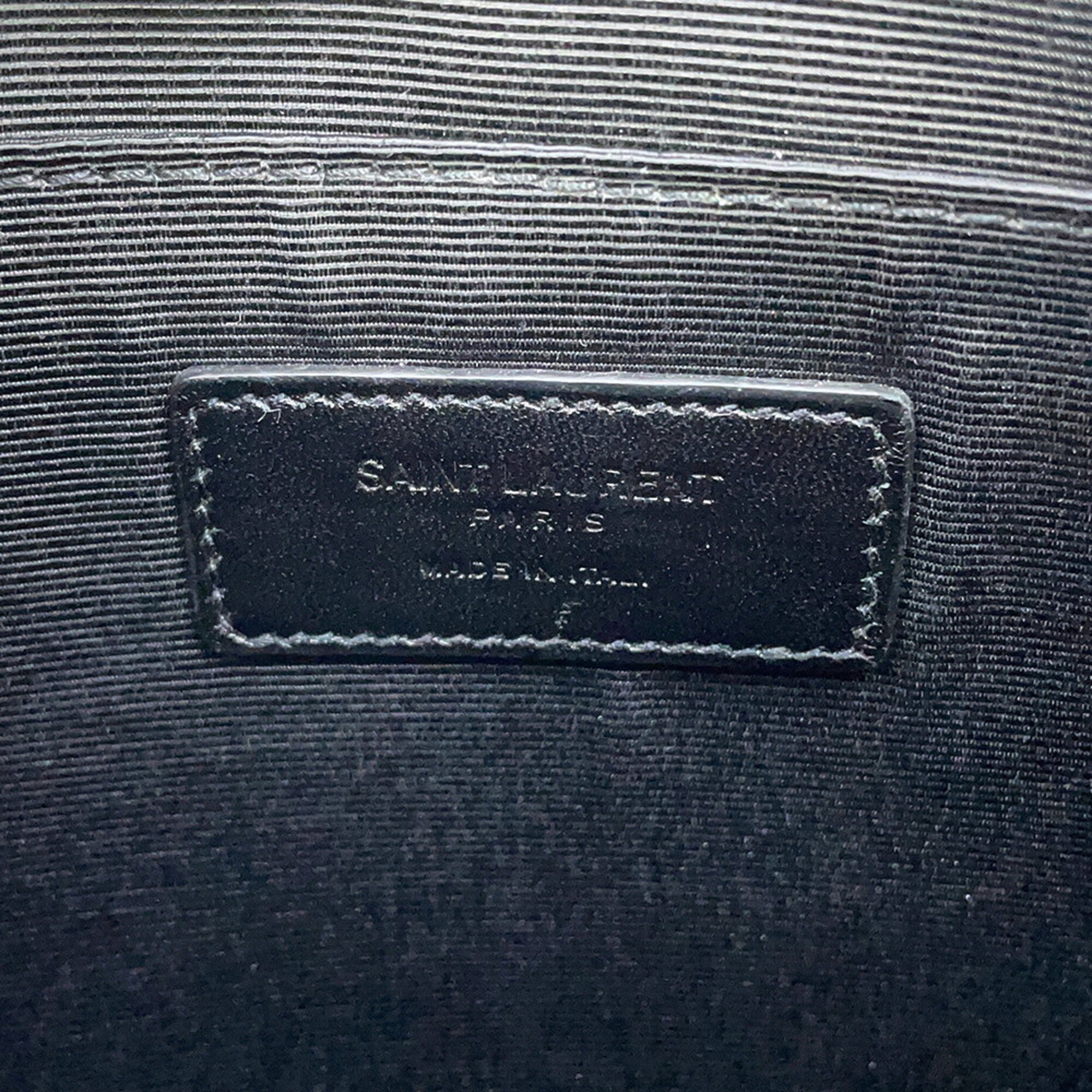 Yves Saint Laurent Beige Black Leather Clutch Bag Handbag (Pre-Owned)