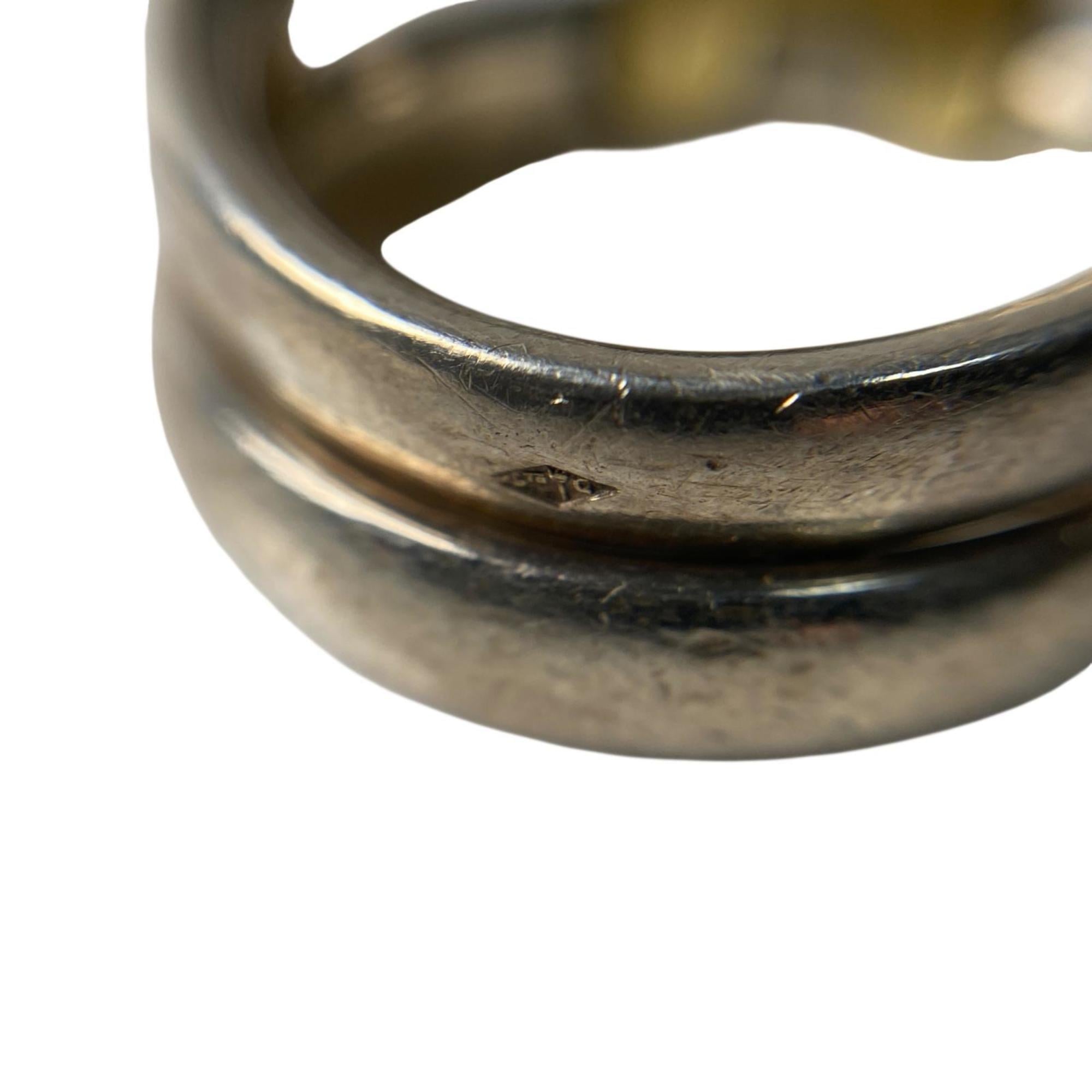 Hermes Gold Silver 925 Band Ring (Pre-Owned)