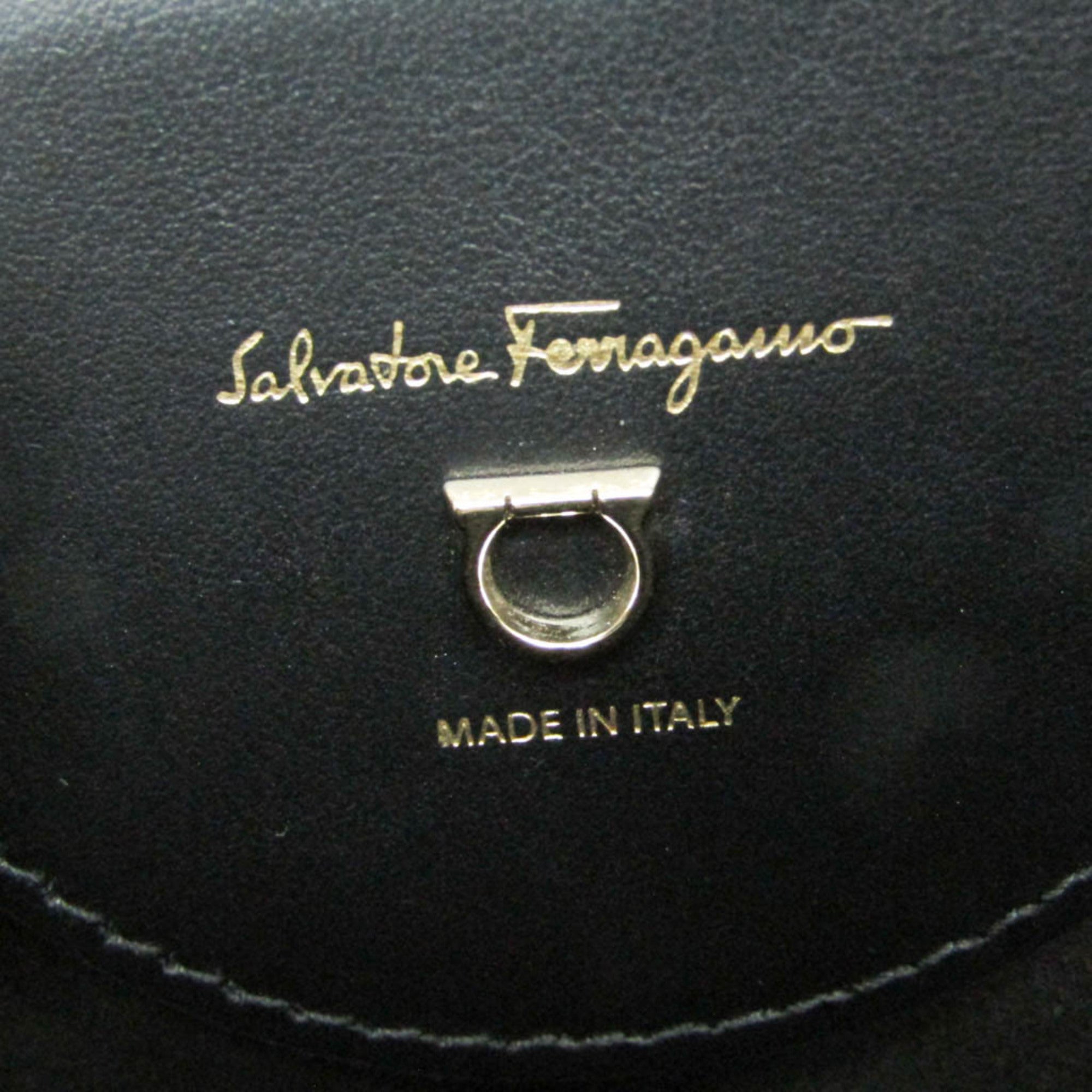 Salvatore Ferragamo Gancini Silver Leather Handbag Shoulder Bag (Pre-Owned)