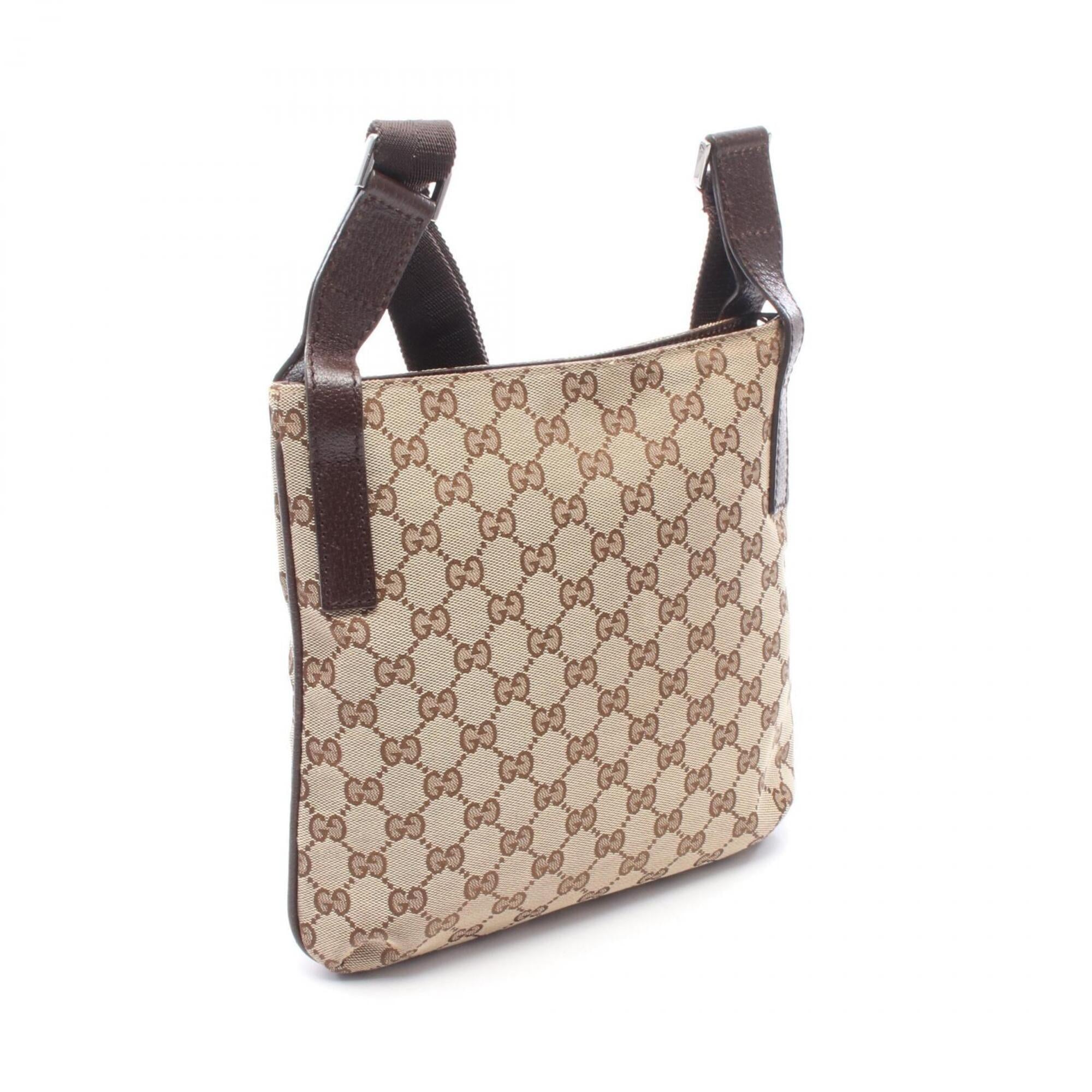 Gucci Gg Canvas Beige Brown Gg Canvas Handbag Shoulder Bag (Pre-Owned)