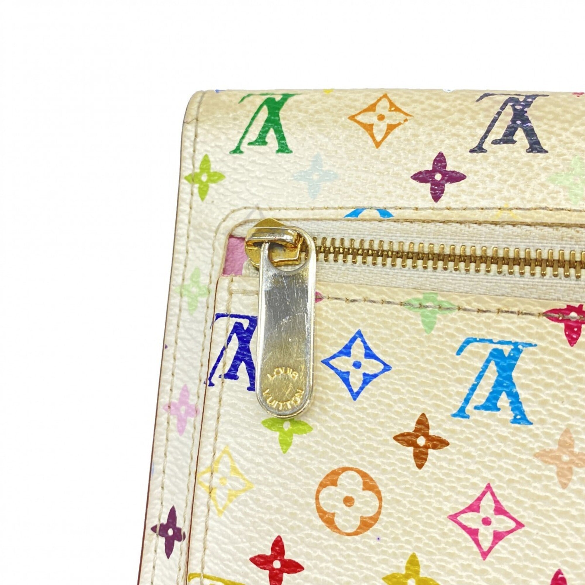 Louis Vuitton Blanc Litchi Long Wallet (Tri-Fold) (Pre-Owned)