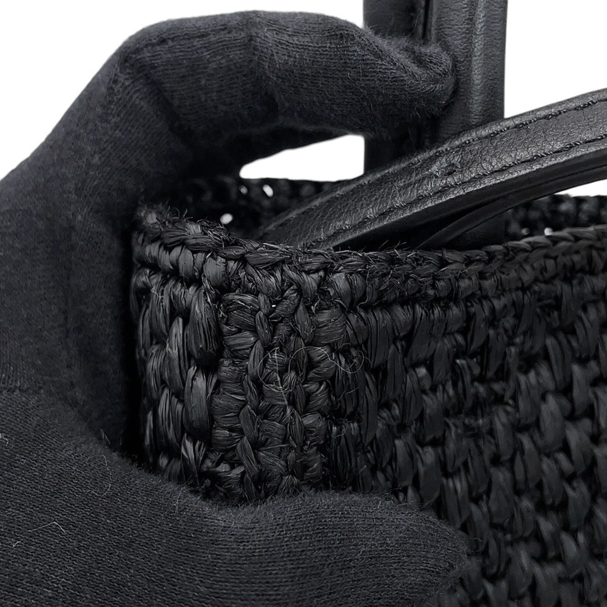 Loewe Black White Raffia Leather Handbag (Pre-Owned)