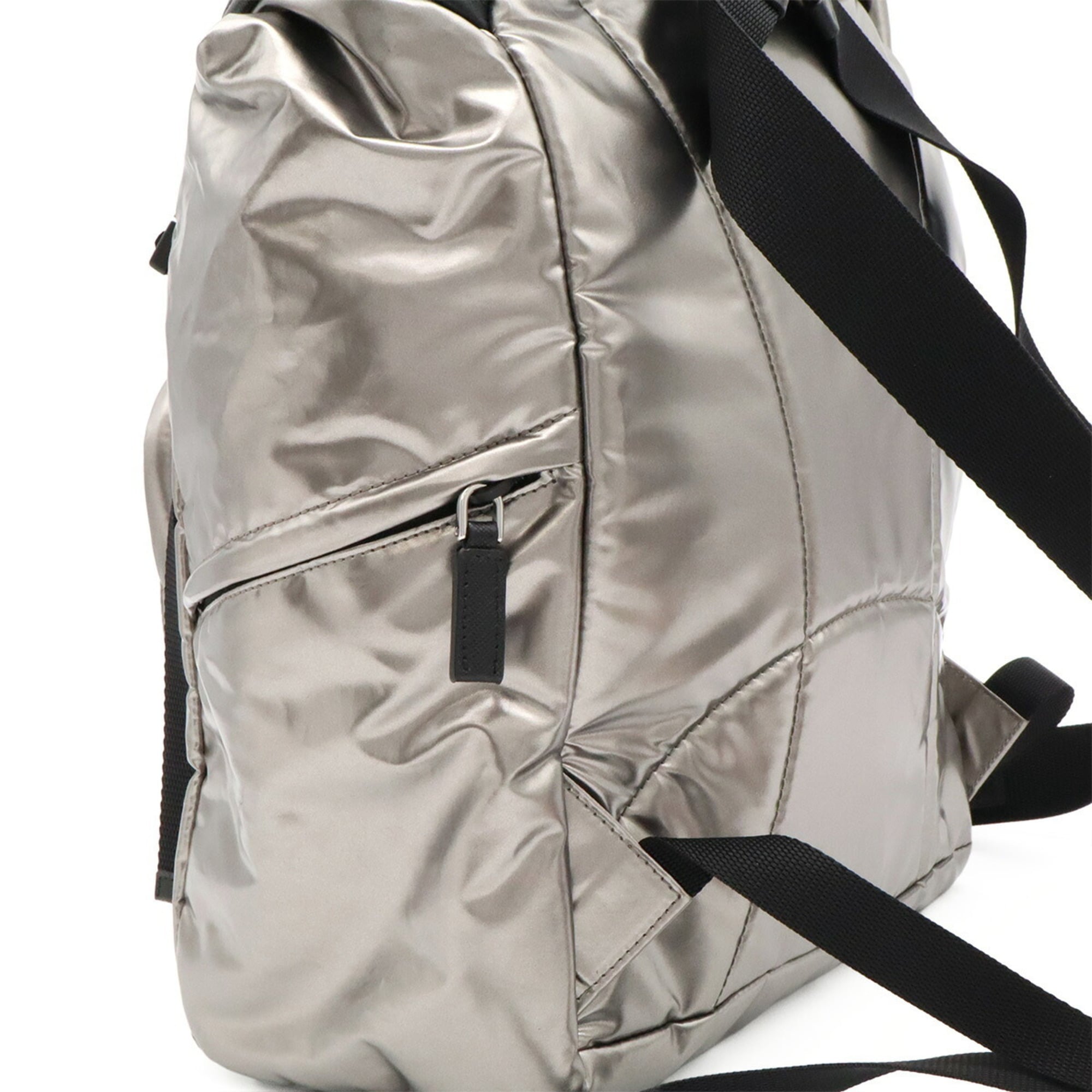 Prada Metallic Silver Nylon Backpack Shoulder Bag (Pre-Owned)