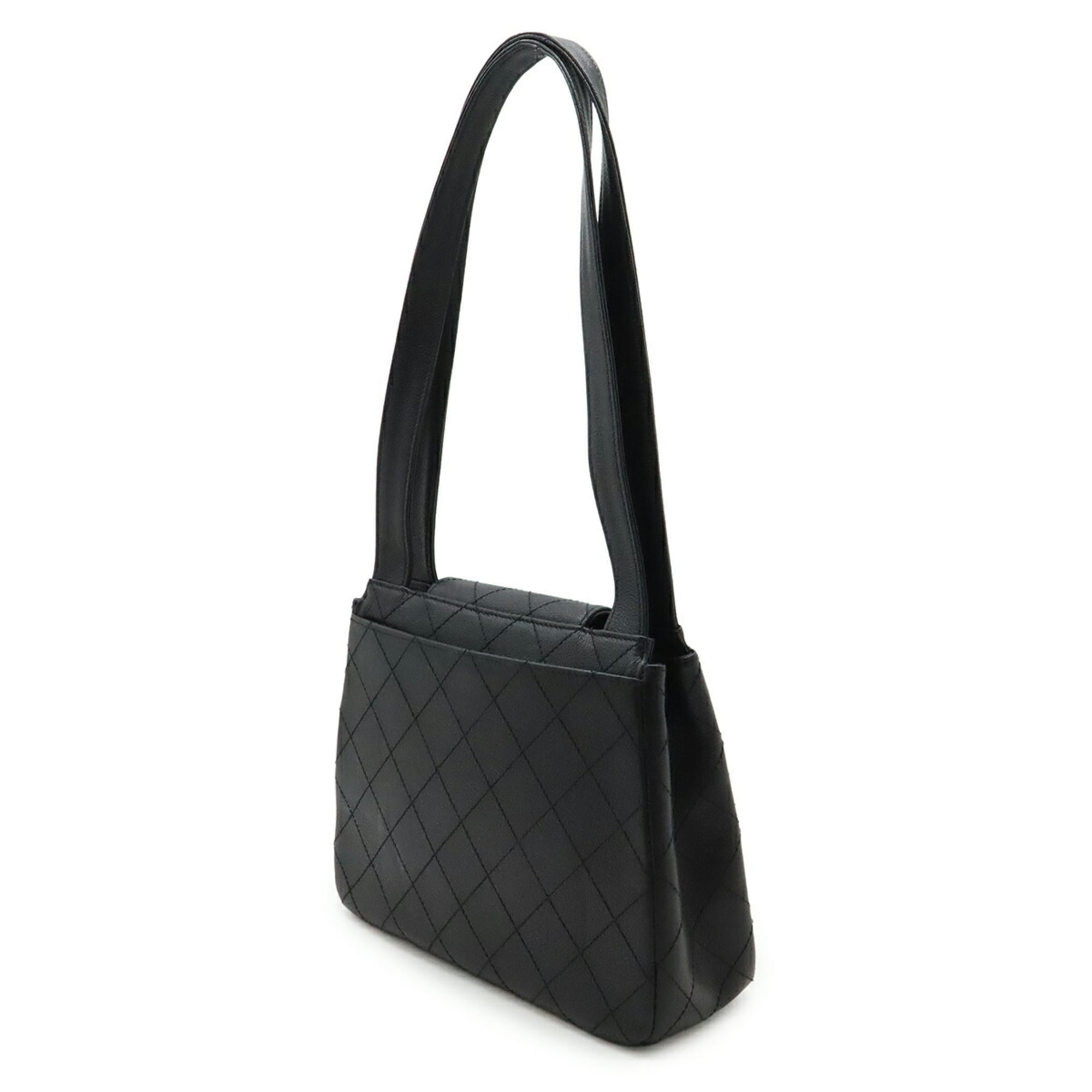 Chanel Black Leather Shoulder Bag Tote Bag (Pre-Owned)