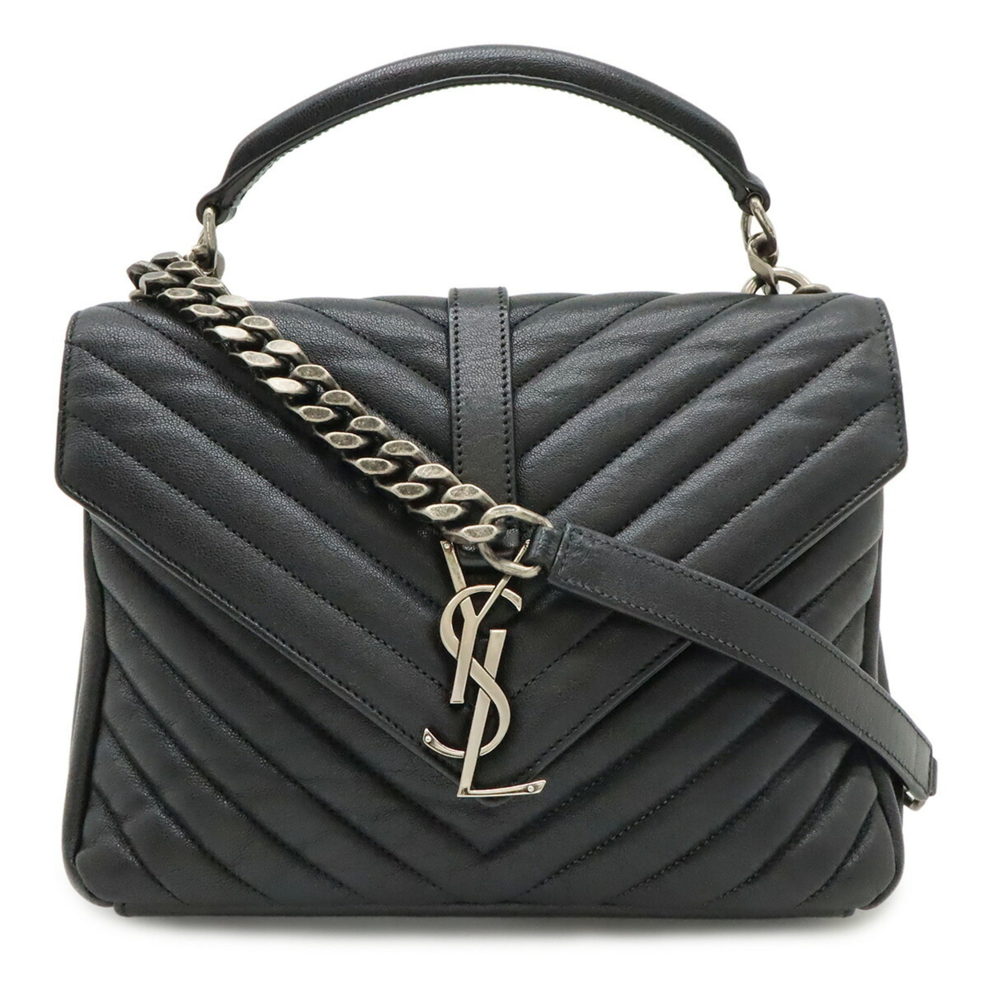 Yves Saint Laurent Black Leather Handbag Shoulder Bag (Pre-Owned)