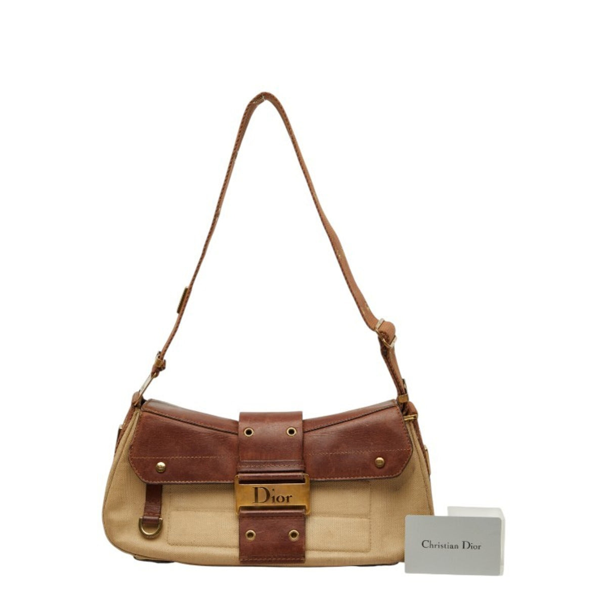 Christian Dior Beige Brown Pvc Leather Shoulder Bag (Pre-Owned)