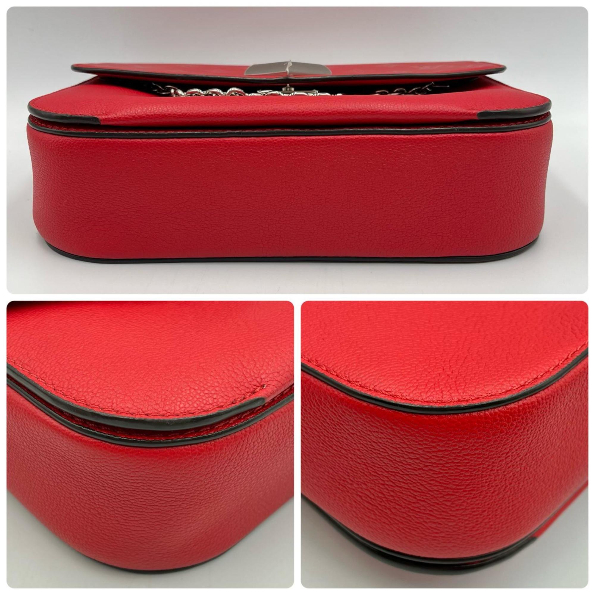 Louis Vuitton Red Color Leather Handbag Shoulder Bag (Pre-Owned)
