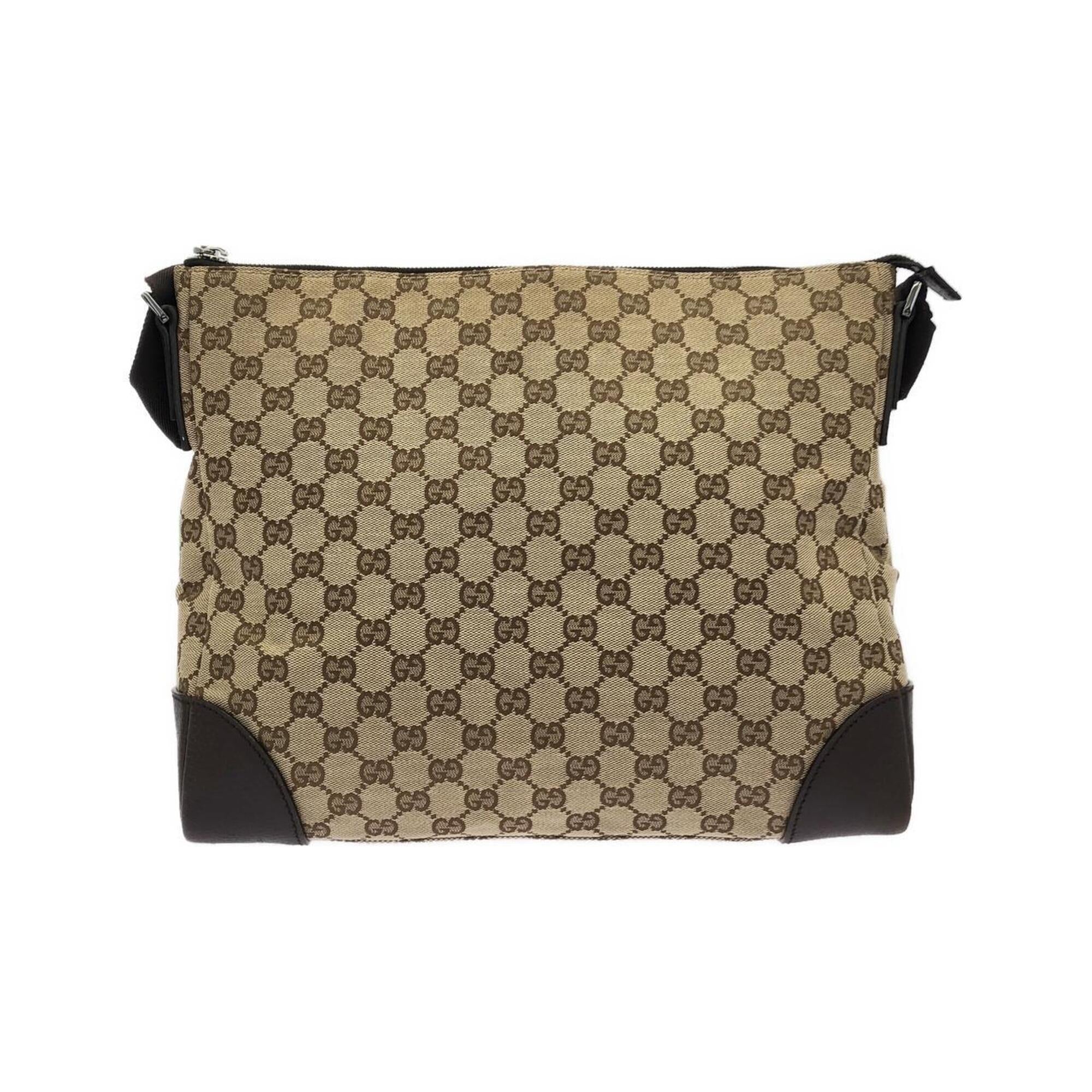 Gucci Beige Dark Brown Gg Canvas Shoulder Bag (Pre-Owned)