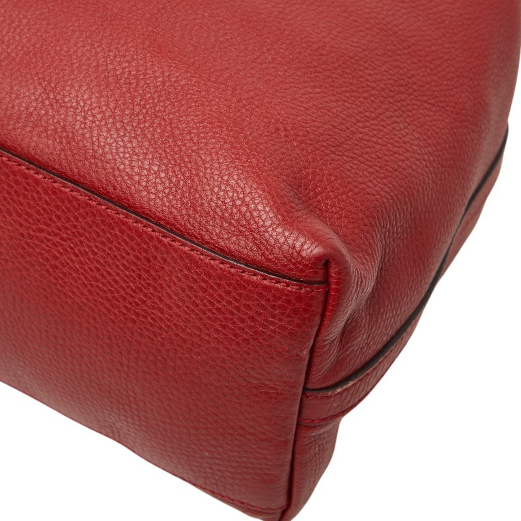 Gucci Red Color Leather Shoulder Bag Tote Bag (Pre-Owned)