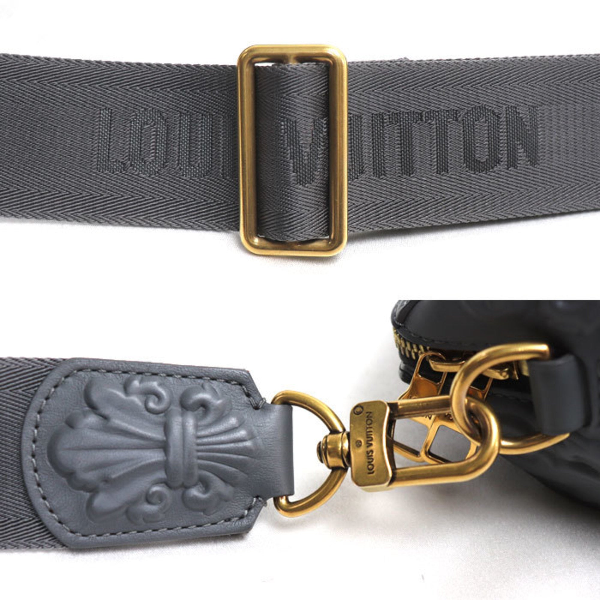 Louis Vuitton Gray Leather Shoulder Bag (Pre-Owned)