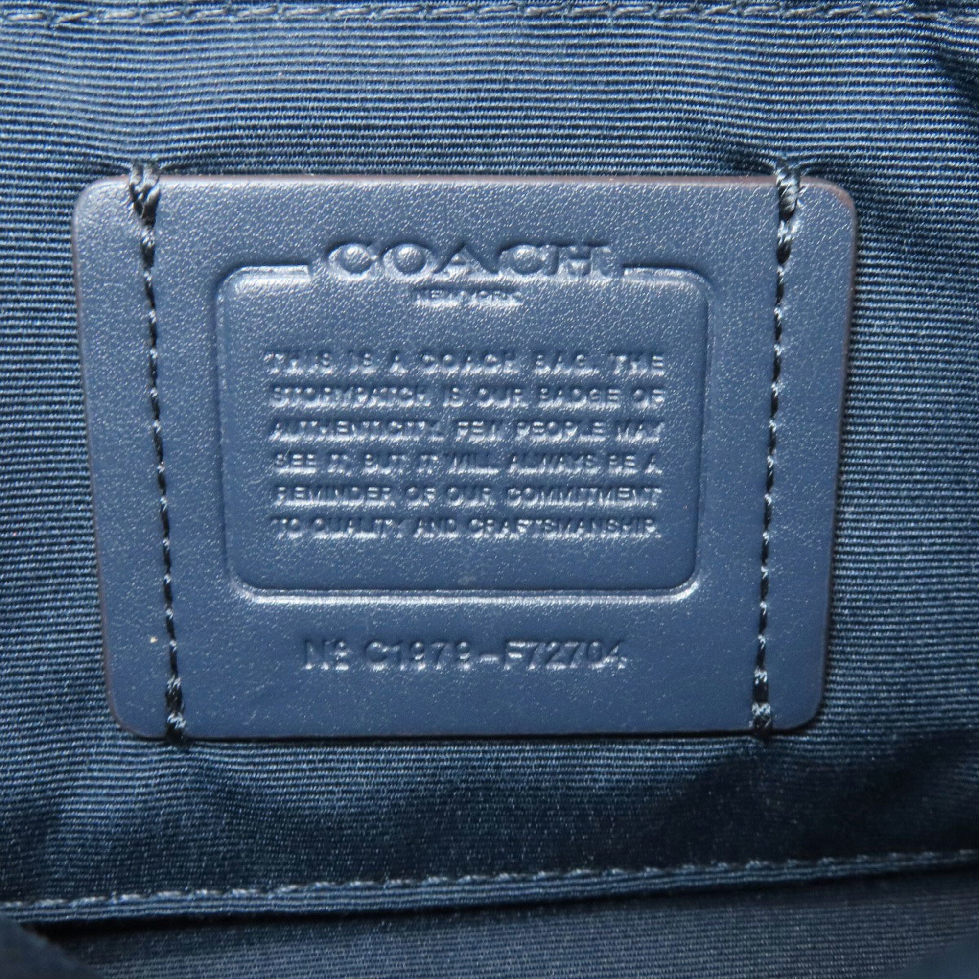 Coach Light Blue Navy White Leather Shoulder Bag (Pre-Owned)