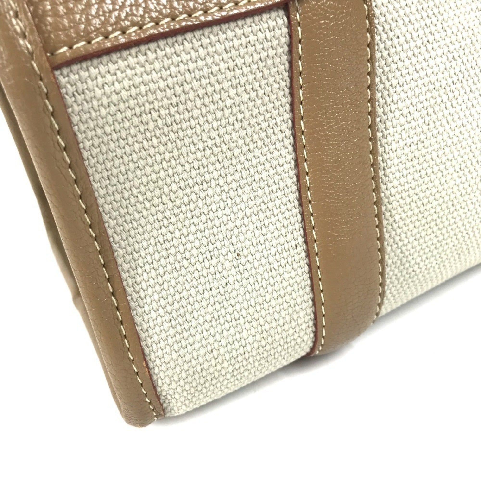 Louis Vuitton Beige Leather Canvas Handbag Tote Bag (Pre-Owned)