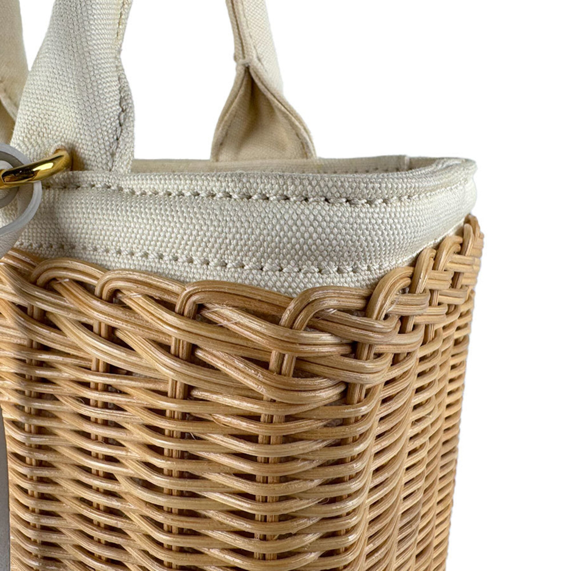 Prada Ivory Canvas Handbag Shoulder Bag (Pre-Owned)