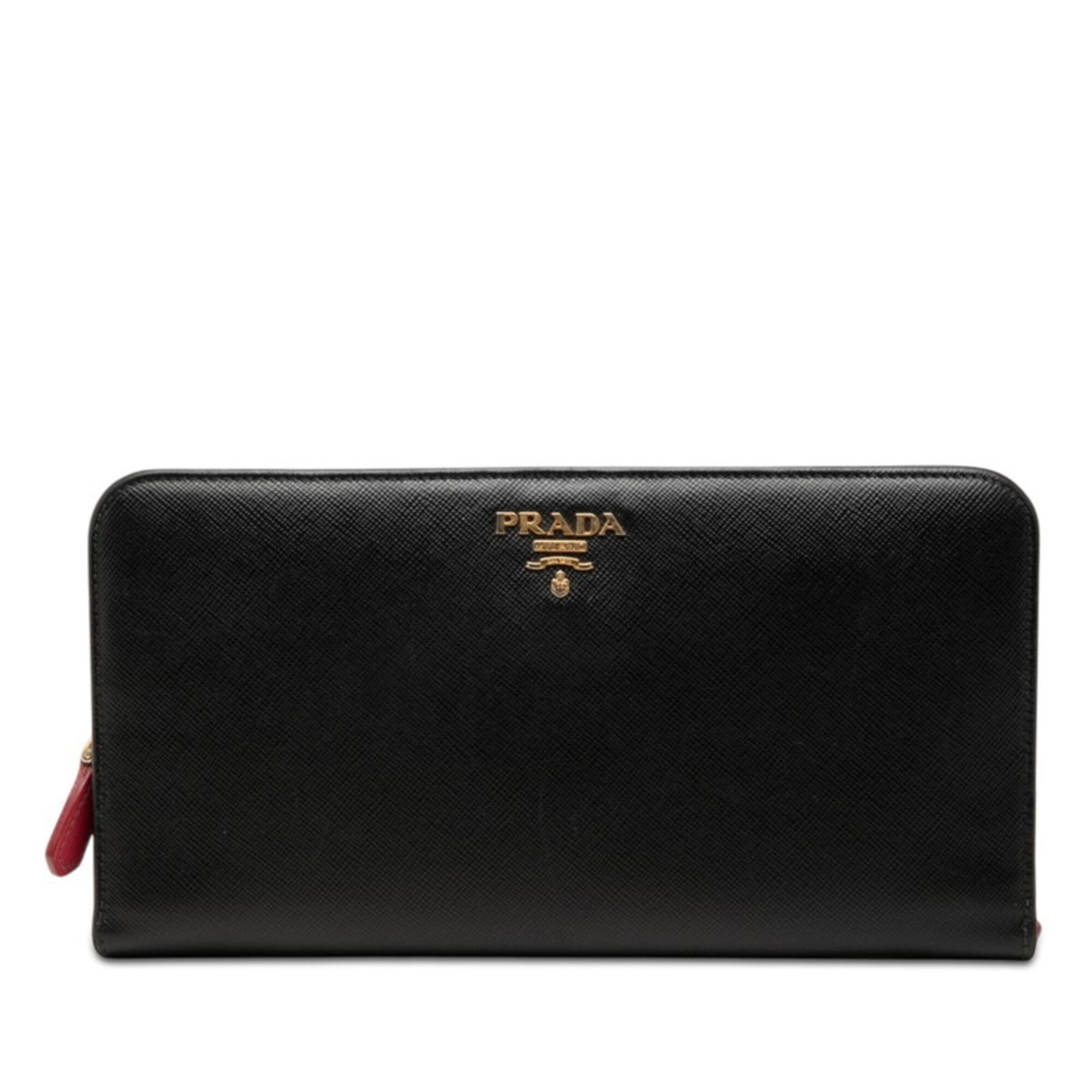Prada Black Leather Long Wallet (Bi-Fold) (Pre-Owned)