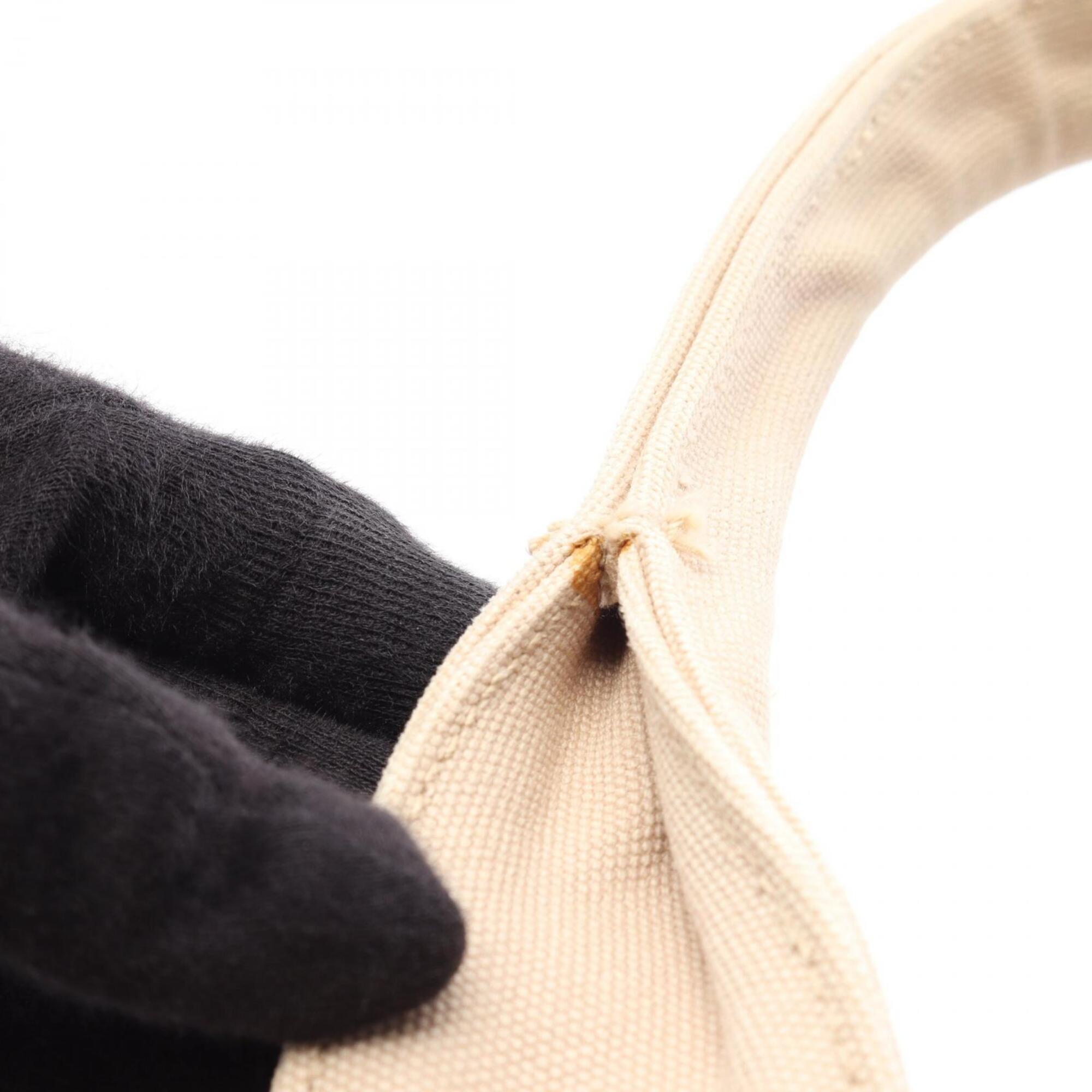 Prada Beige Black Bordeaux Canvas Handbag Tote Bag (Pre-Owned)