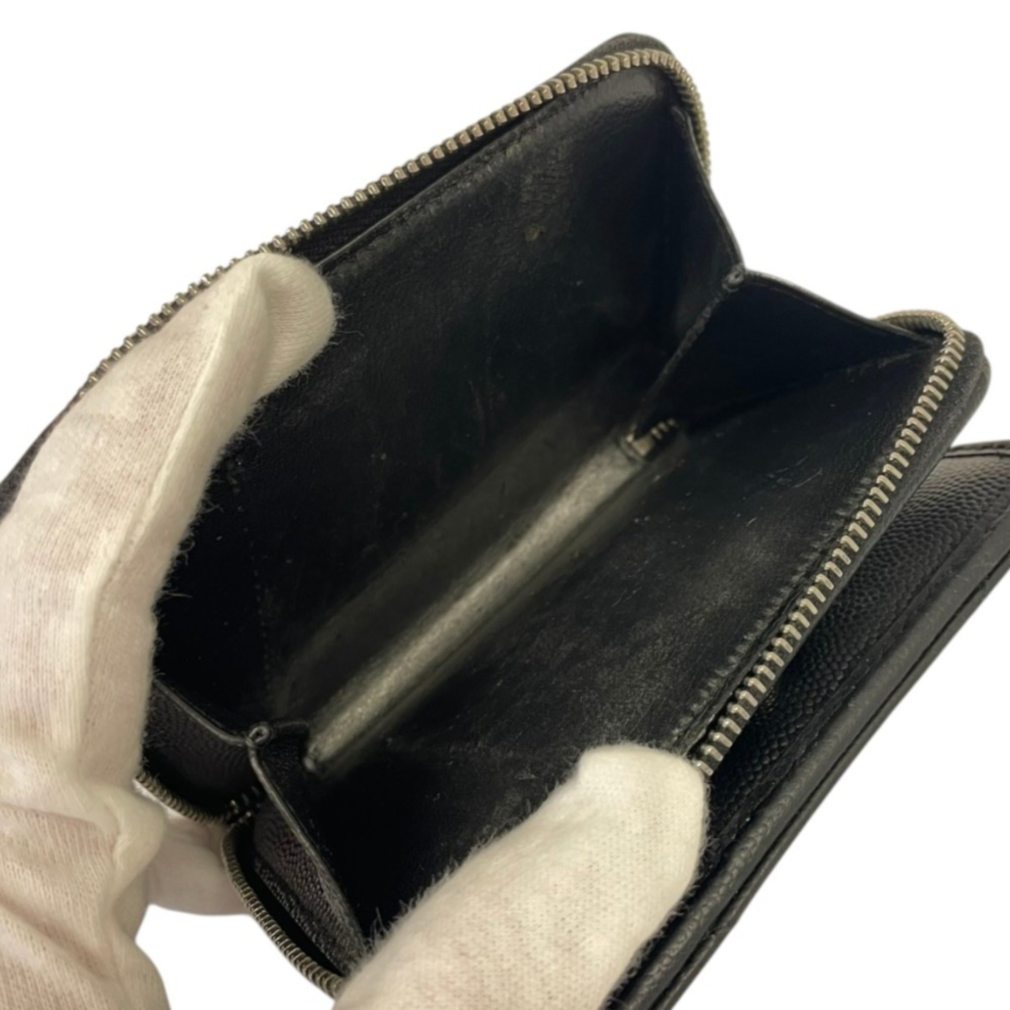 Yves Saint Laurent Black White Leather Wallet (Bi-Fold) (Pre-Owned)