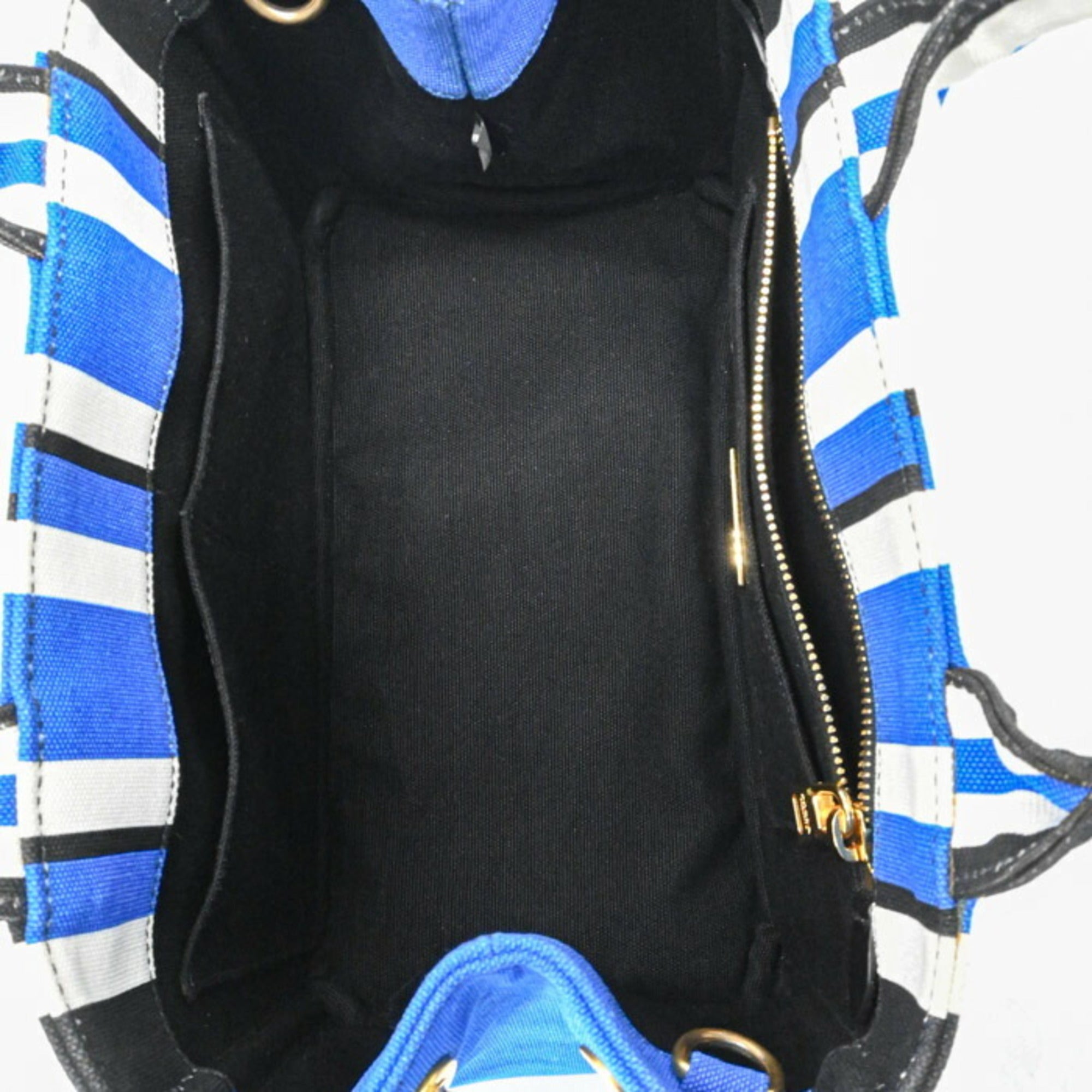 Prada Black Blue White Canvas Handbag (Pre-Owned)