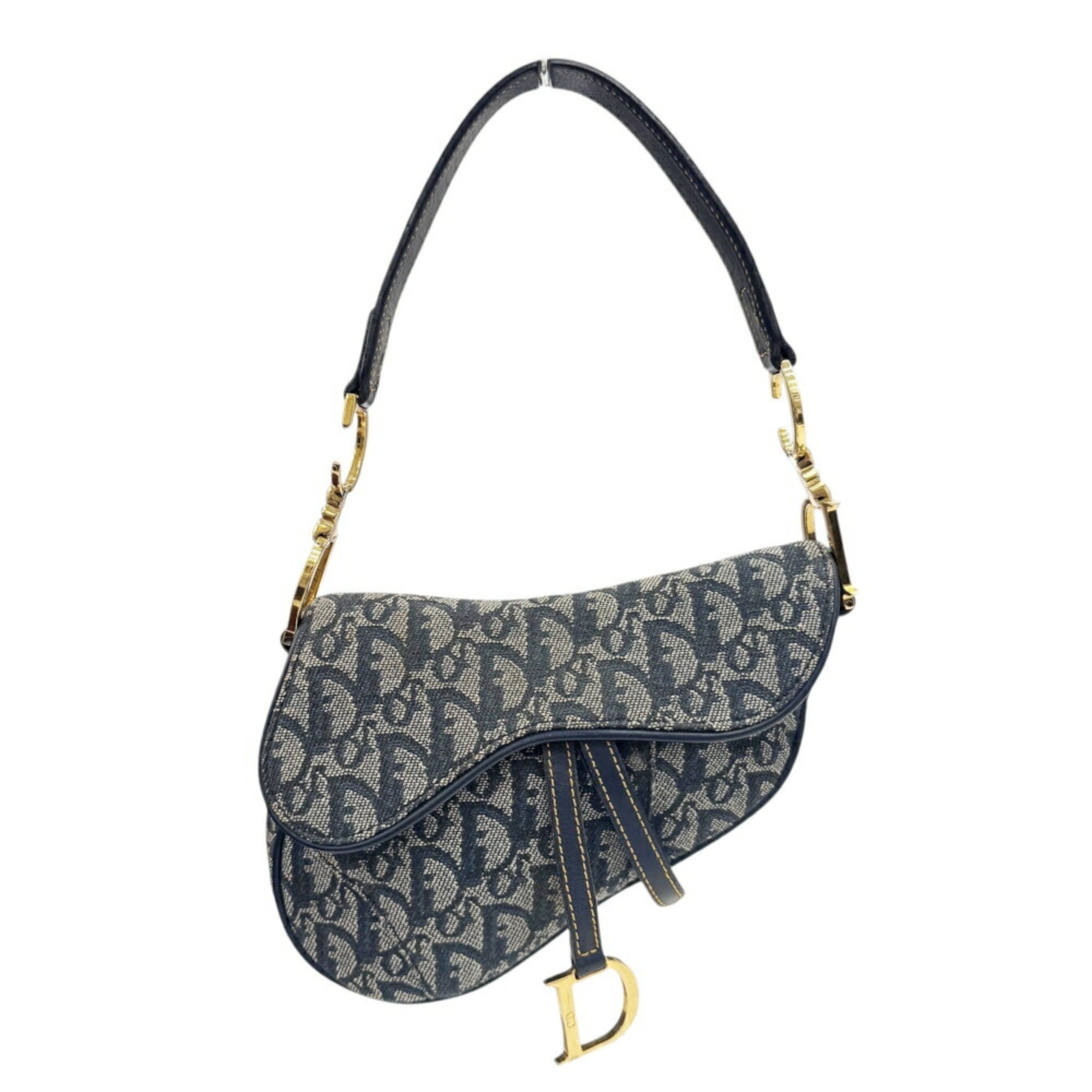 Christian Dior Navy Canvas Saddle Bag Shoulder Bag (Pre-Owned)