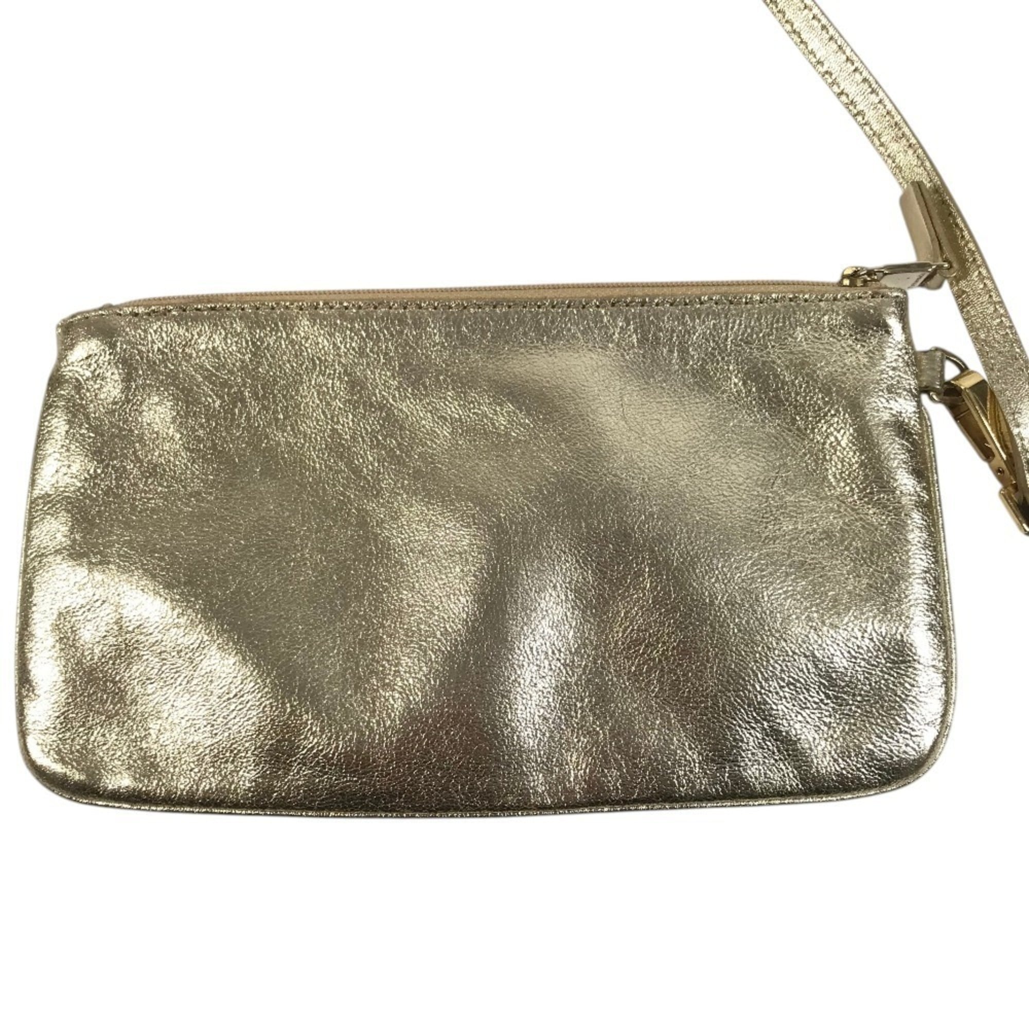 Tiffany Gold Leather Handbag Pouch Shoulder Bag Tote Bag (Pre-Owned)