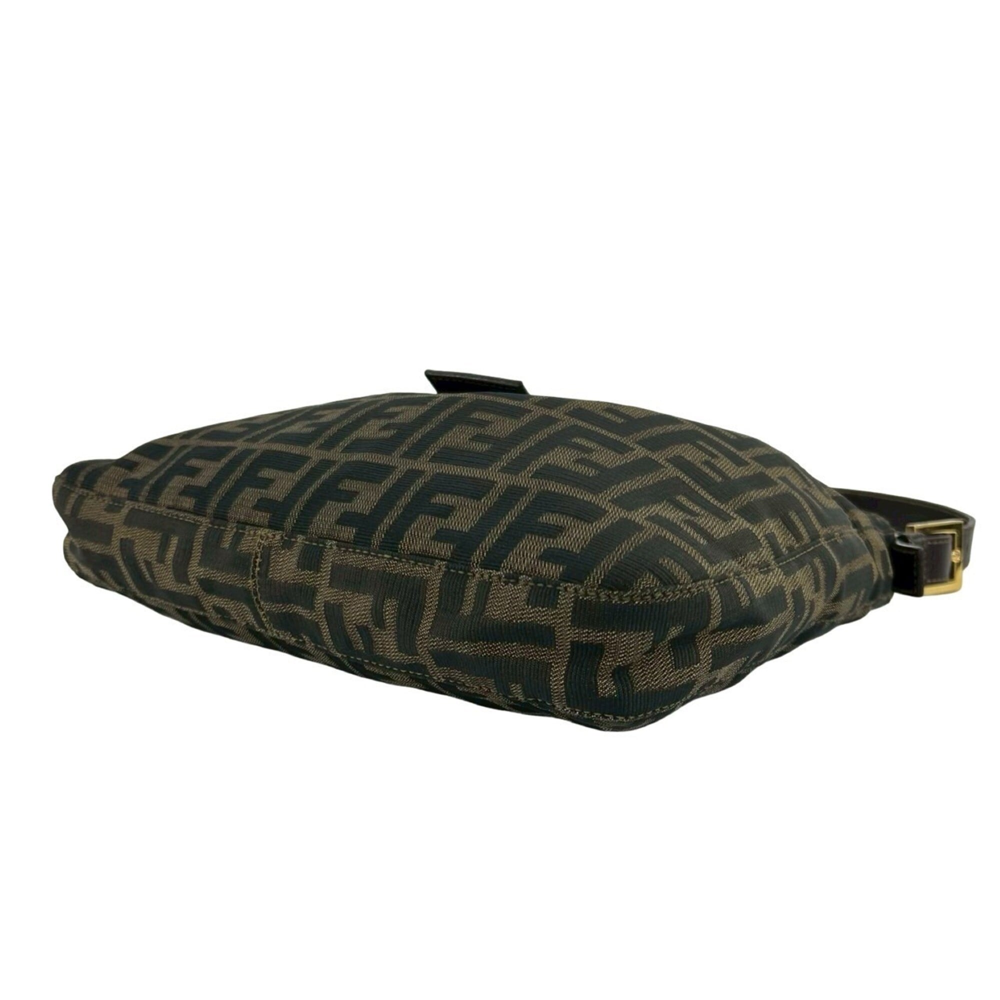 Fendi Black Brown Canvas Leather Shoulder Bag (Pre-Owned)