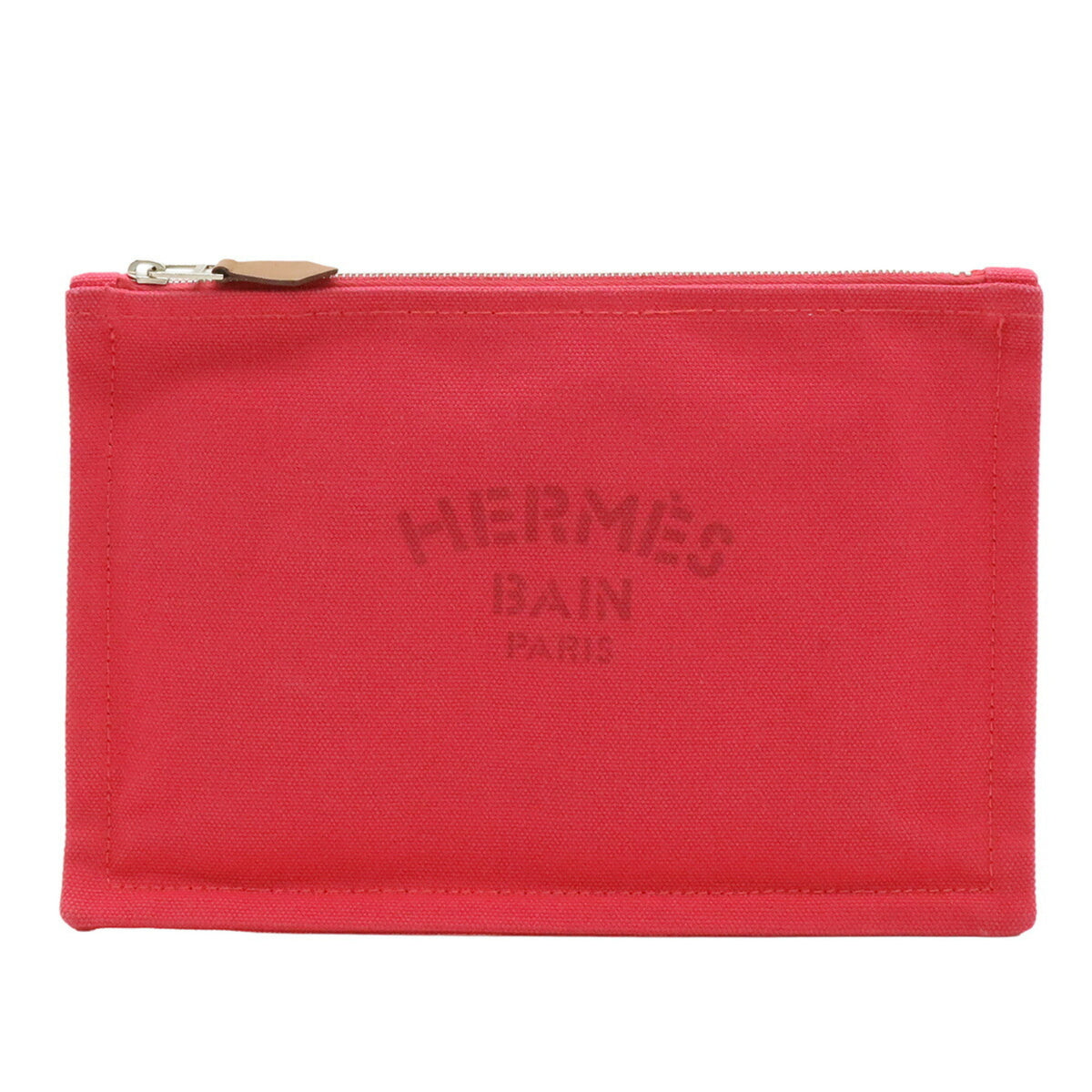 Hermes Pink Canvas Leather Pouch (Pre-Owned)