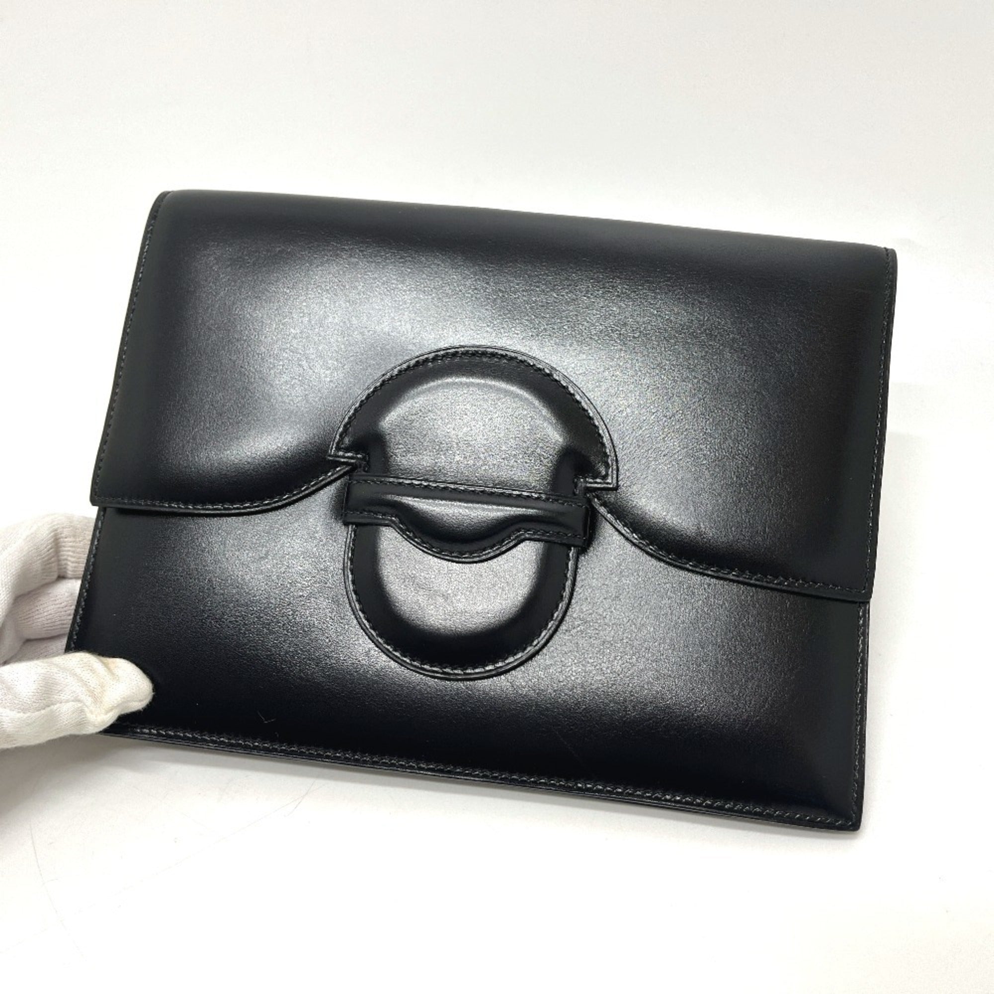 Hermes Black Box Calf Leather Clutch Bag (Pre-Owned)