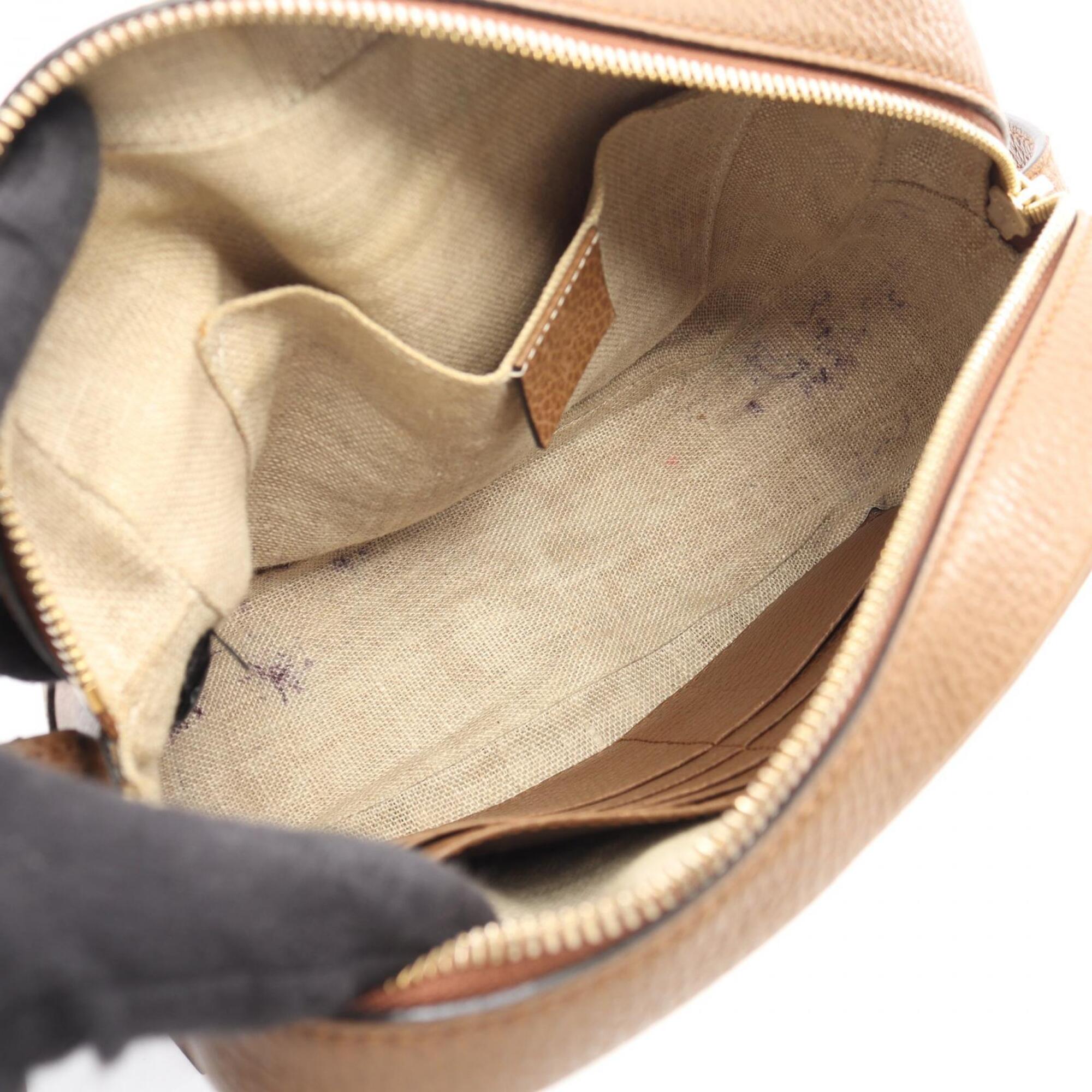 Gucci Beige Brown Canvas Leather Handbag Shoulder Bag (Pre-Owned)