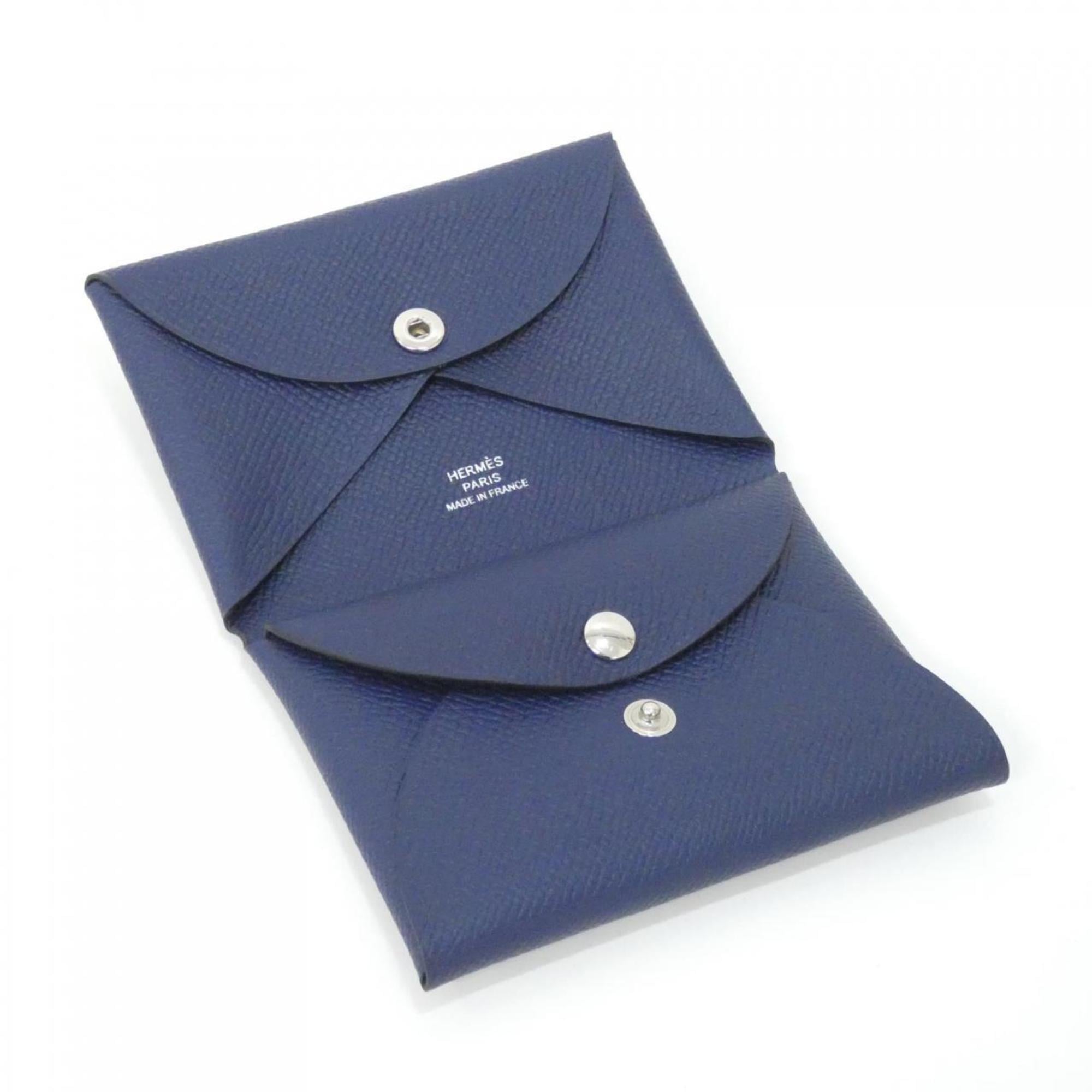 Hermes Blue Navy Epsom Leather Coin Purse/Coin Case (Pre-Owned)
