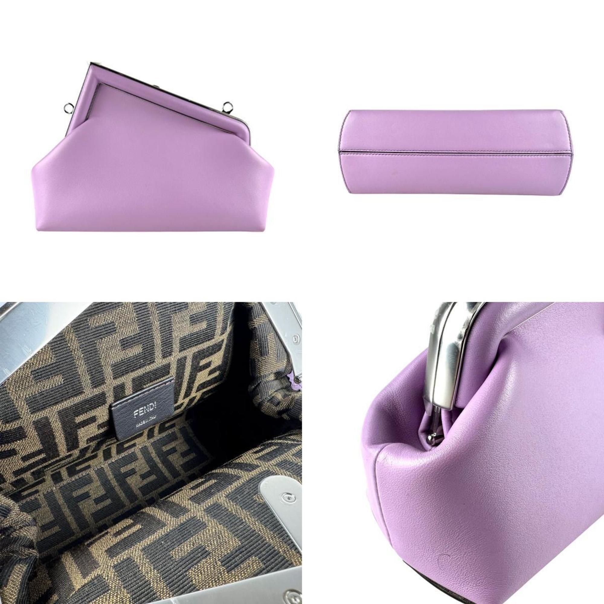 Fendi Light Purple Leather Clutch Bag Shoulder Bag (Pre-Owned)