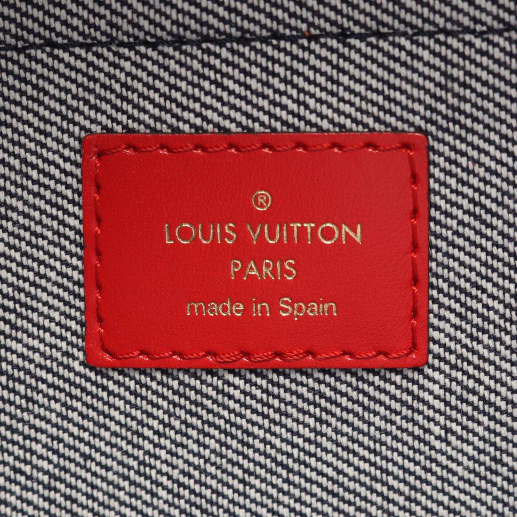 Louis Vuitton Blue Red Color Canvas Monogram Denim Leather Backpack Handbag (Pre-Owned)