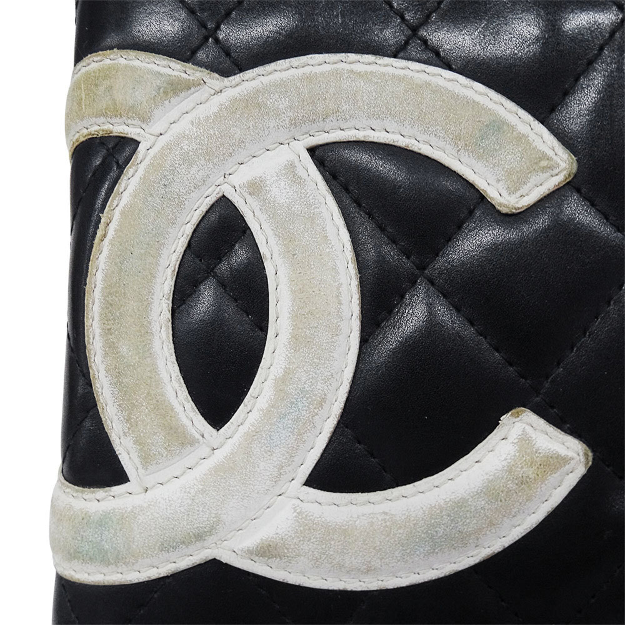 Chanel Cambon Black Leather Long Wallet (Bi-Fold) (Pre-Owned)