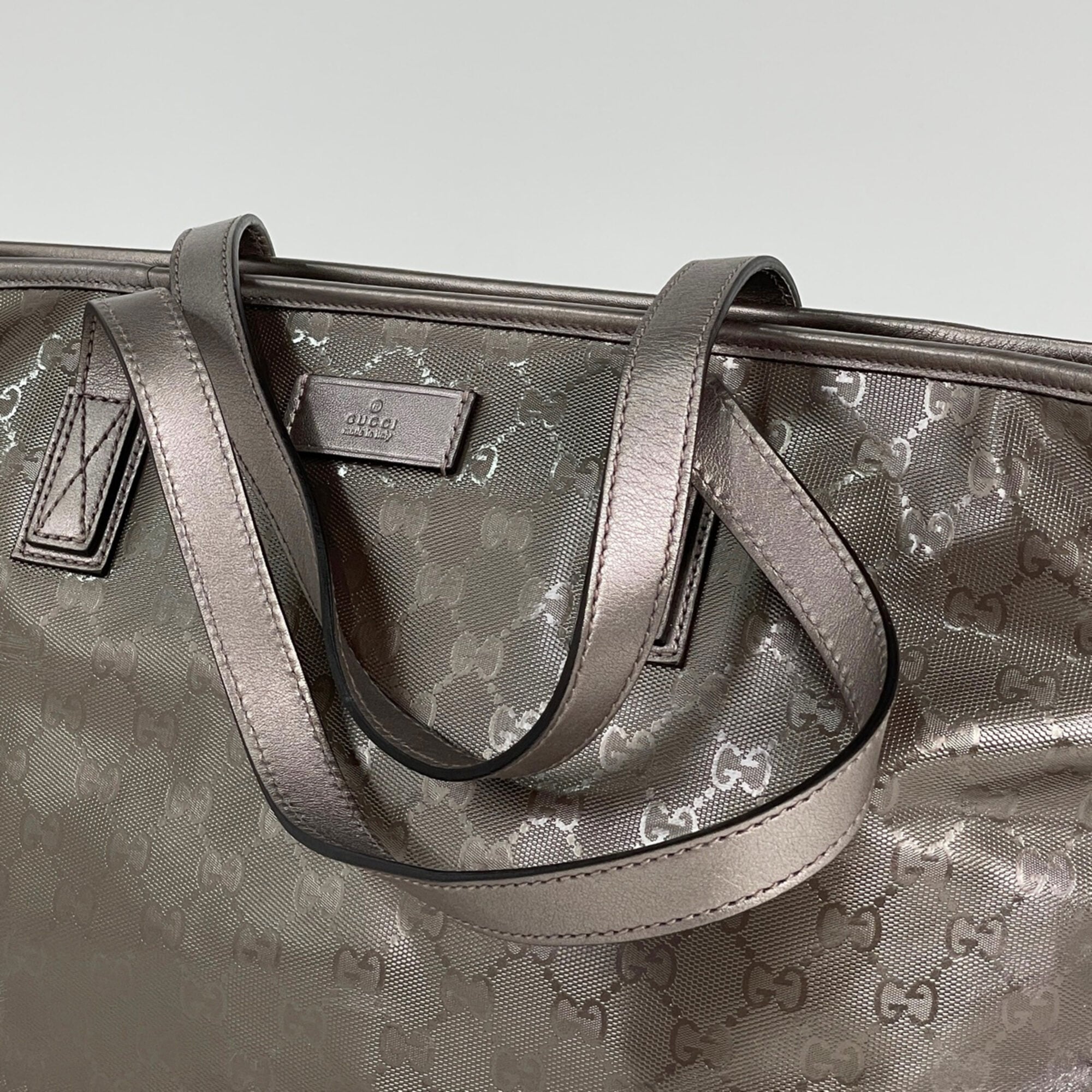 Gucci Pink Coated Canvas Leather Tote Bag (Pre-Owned)