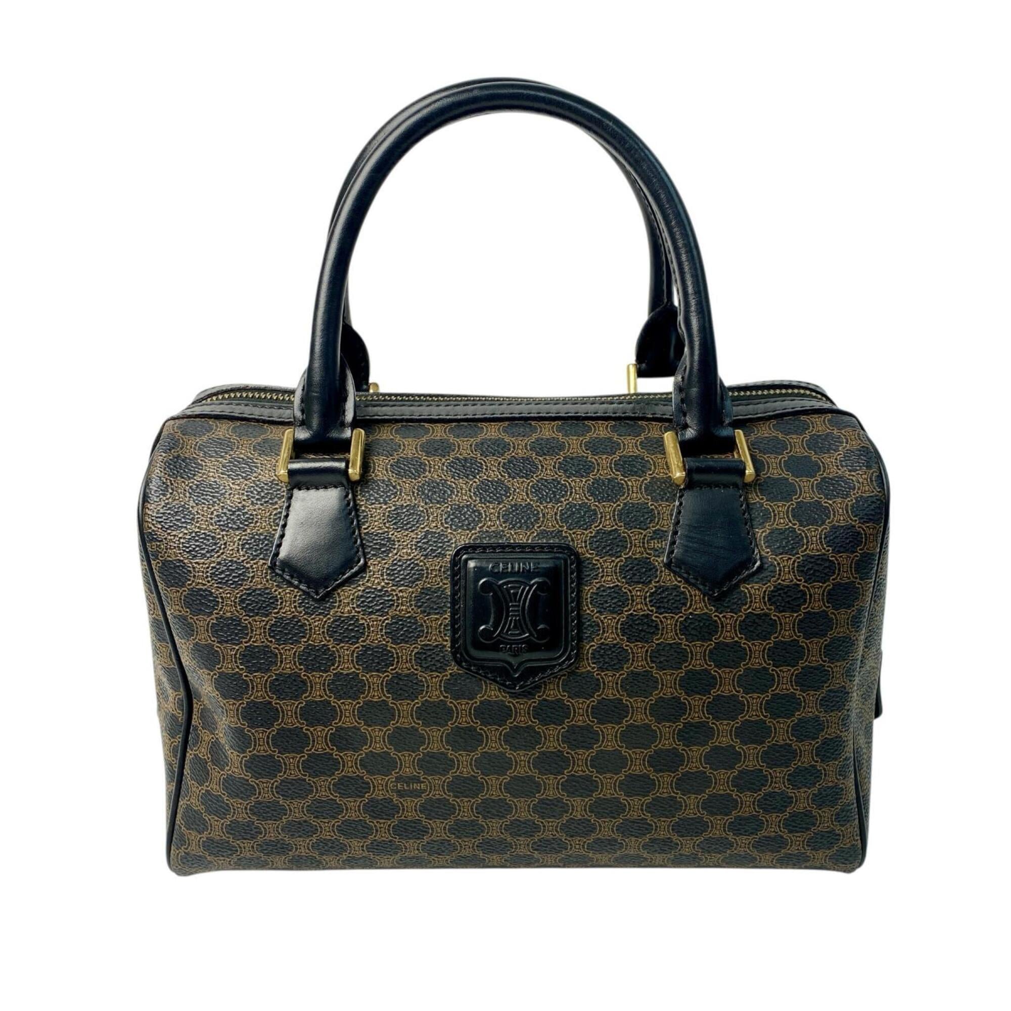 Celine Black Brown Leather Boston Bag (Pre-Owned)