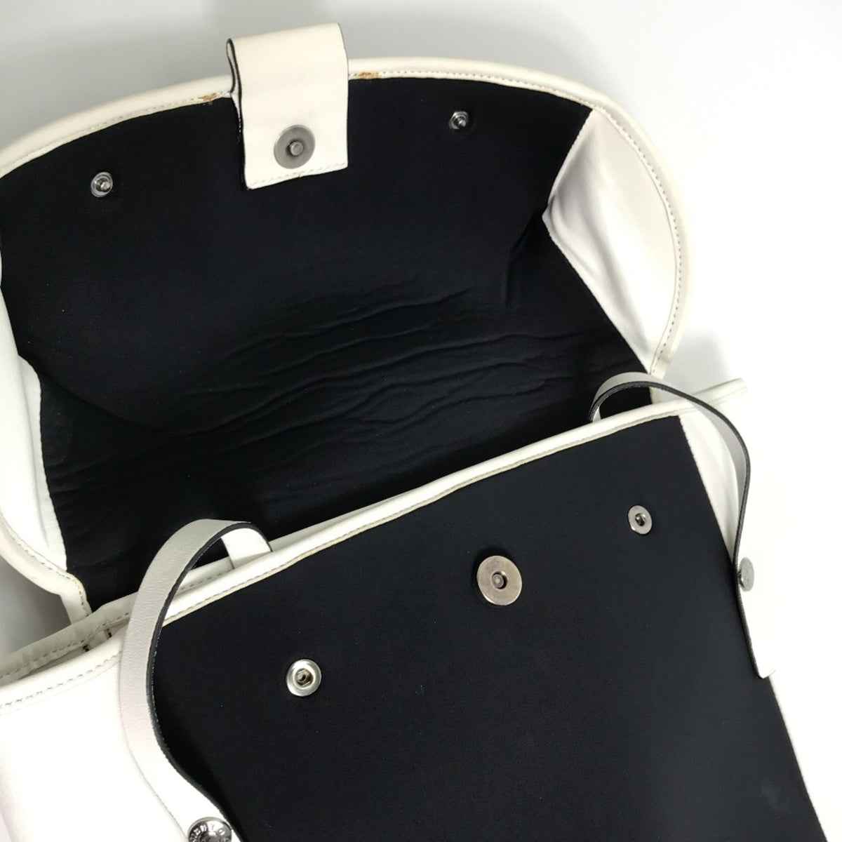 Jimmy Choo Black White Leather Jersey Backpack (Pre-Owned)