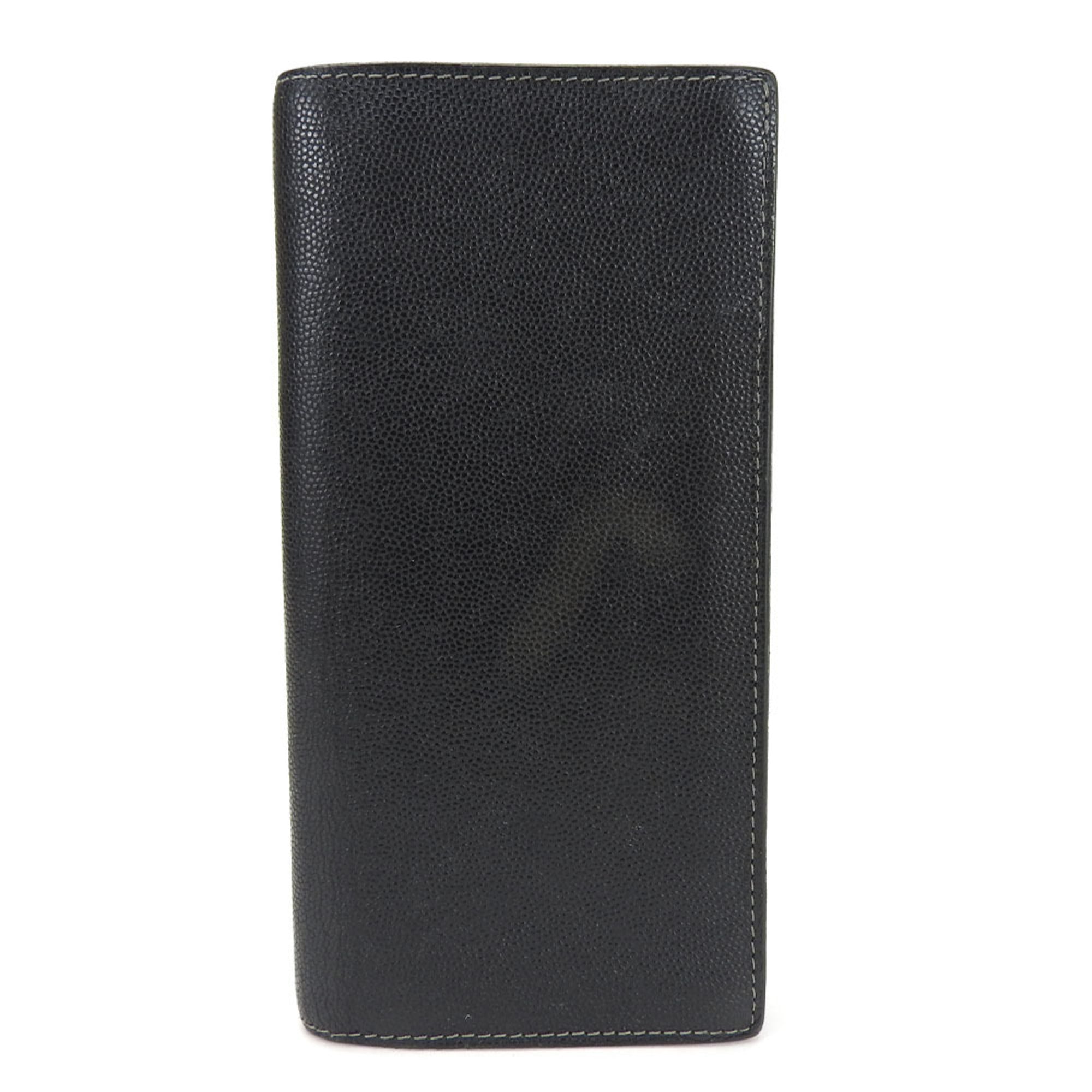 Cartier Santos Black Leather Long Wallet (Bi-Fold) (Pre-Owned)