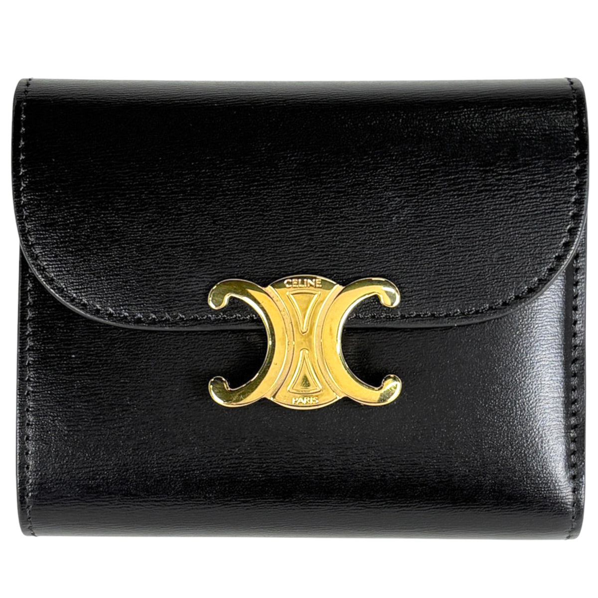 Celine Black Leather Wallet (Tri-Fold) (Pre-Owned)