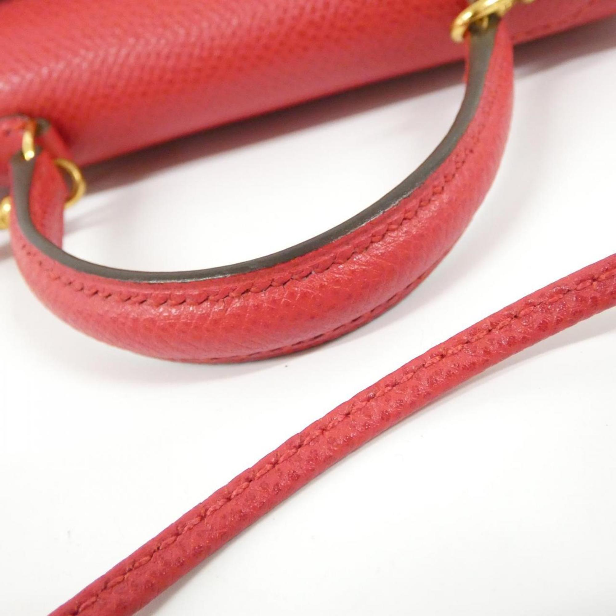 Hermes Rouge Vif Courchevel Leather Handbag (Pre-Owned)