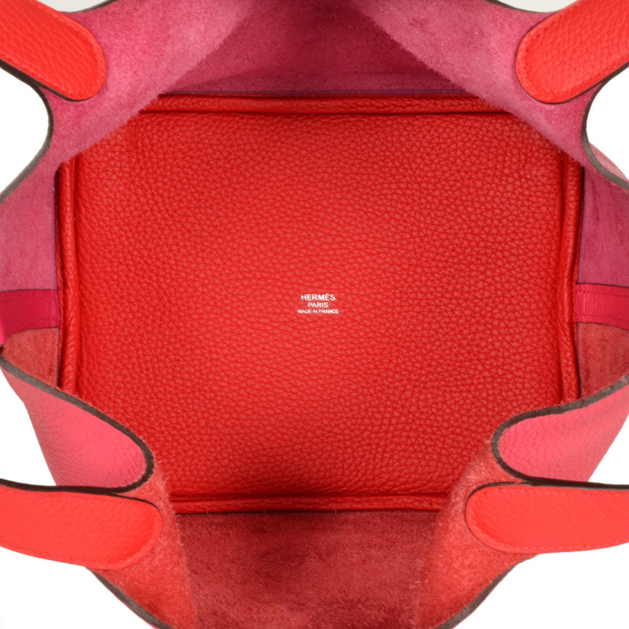 Hermes Picotin Red Color Taurillon Clemence Leather Handbag (Pre-Owned)