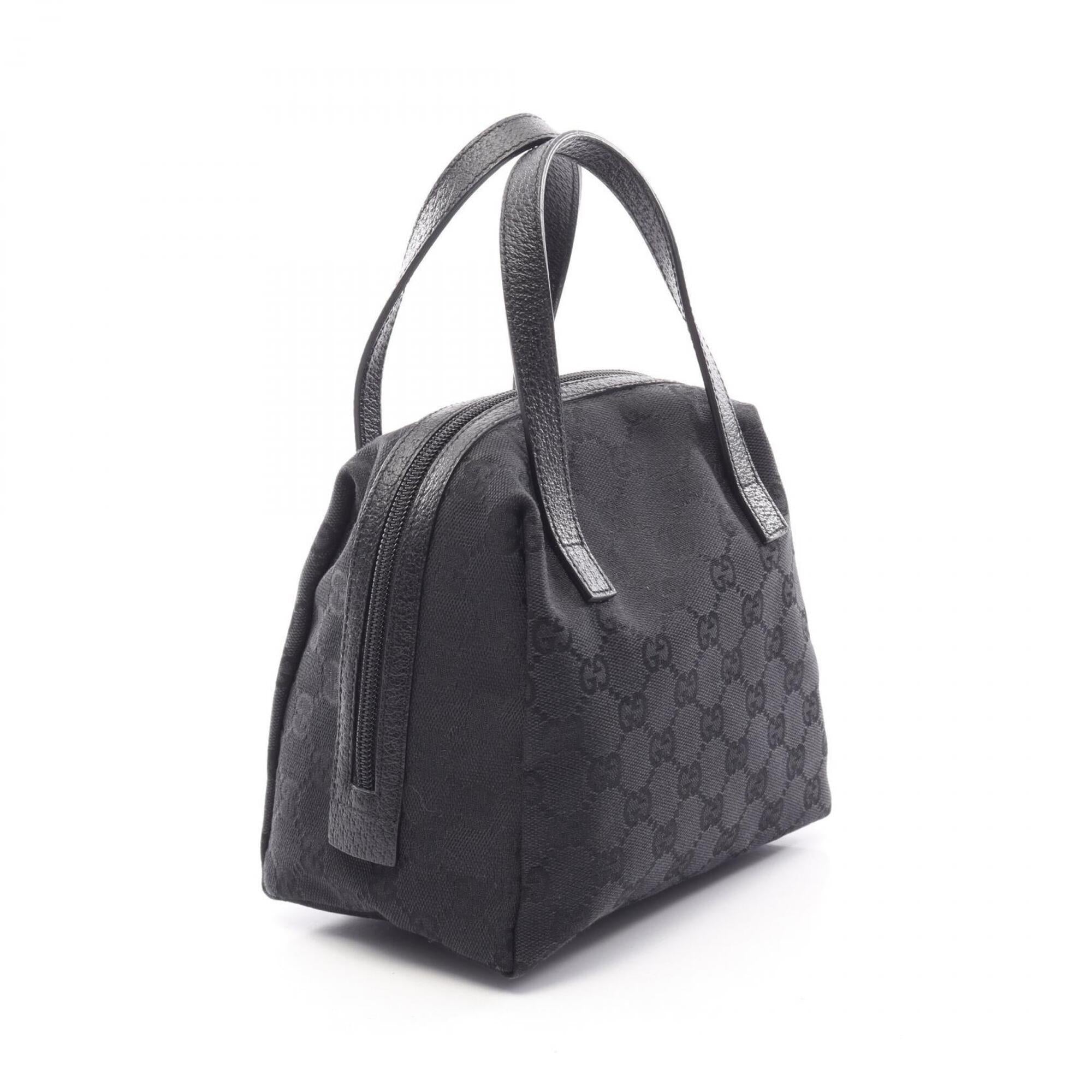 Gucci Black Gg Canvas Leather Handbag (Pre-Owned)