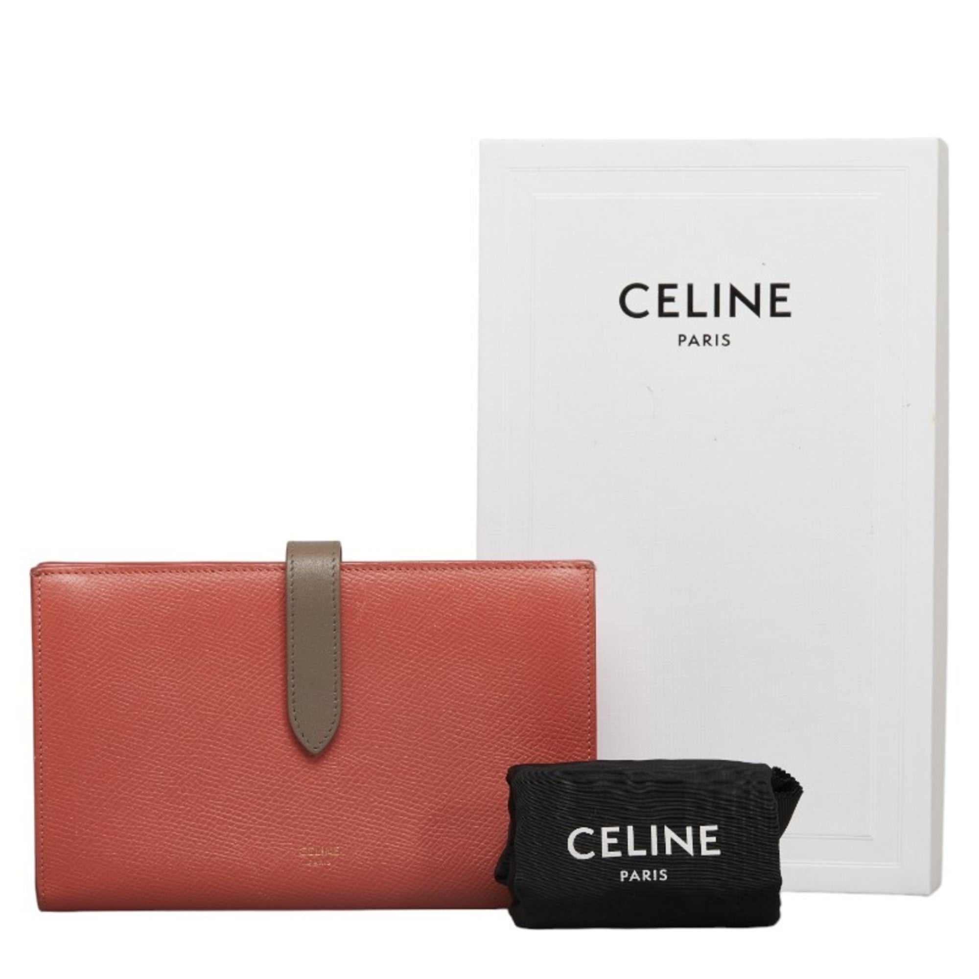 Celine Gray Pink Leather Long Wallet (Bi-Fold) (Pre-Owned)