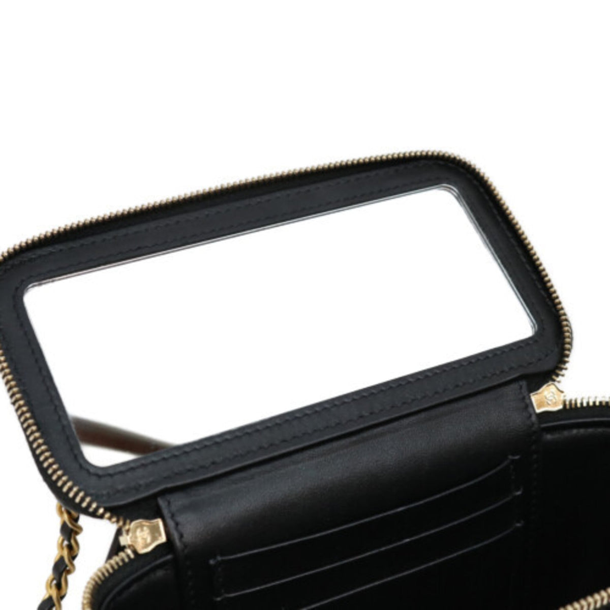 Chanel Black Leather Shoulder Bag Vanity Bag (Pre-Owned)