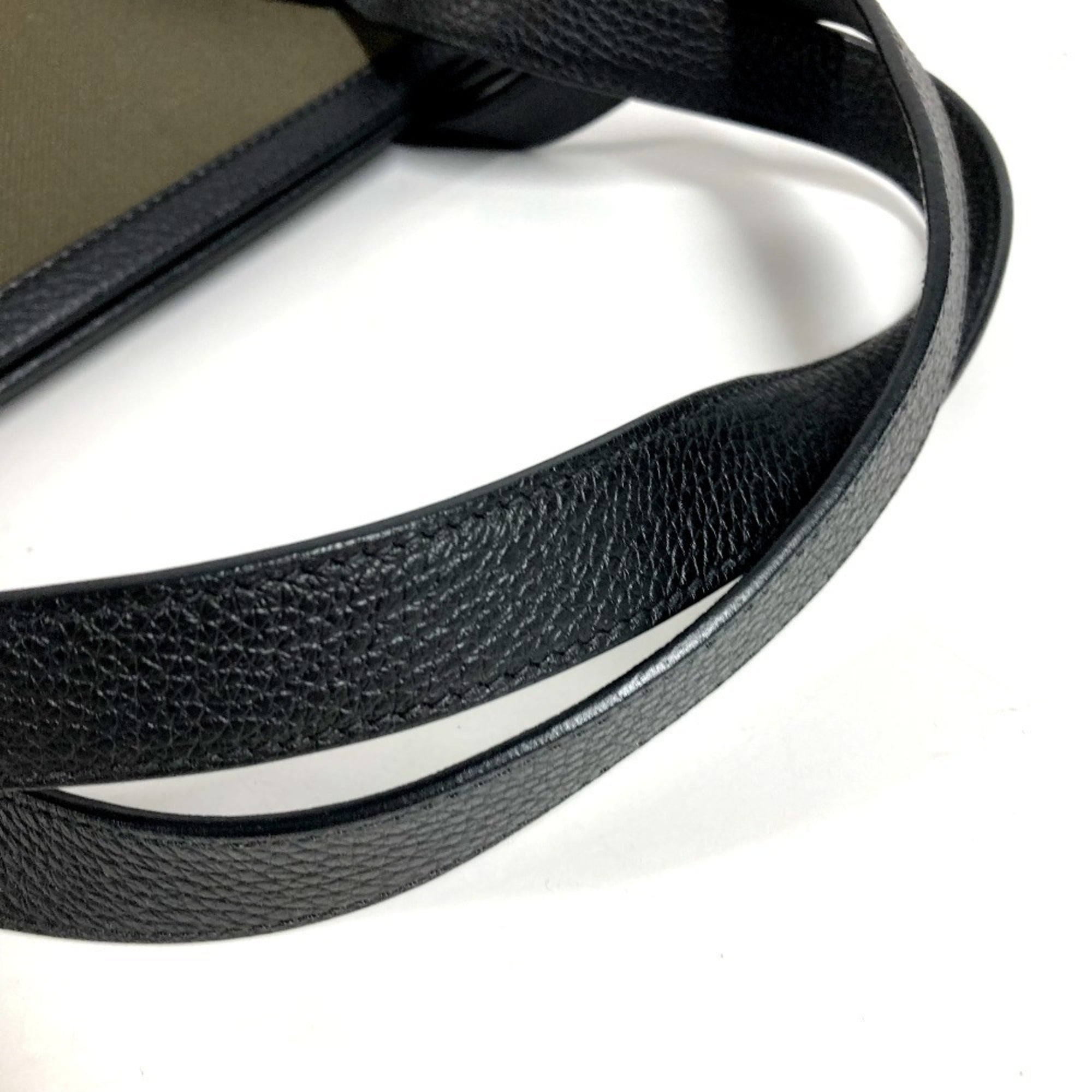Hermes Black Khaki Taurillon Clemence Leather Handbag Shoulder Bag Tote Bag (Pre-Owned)