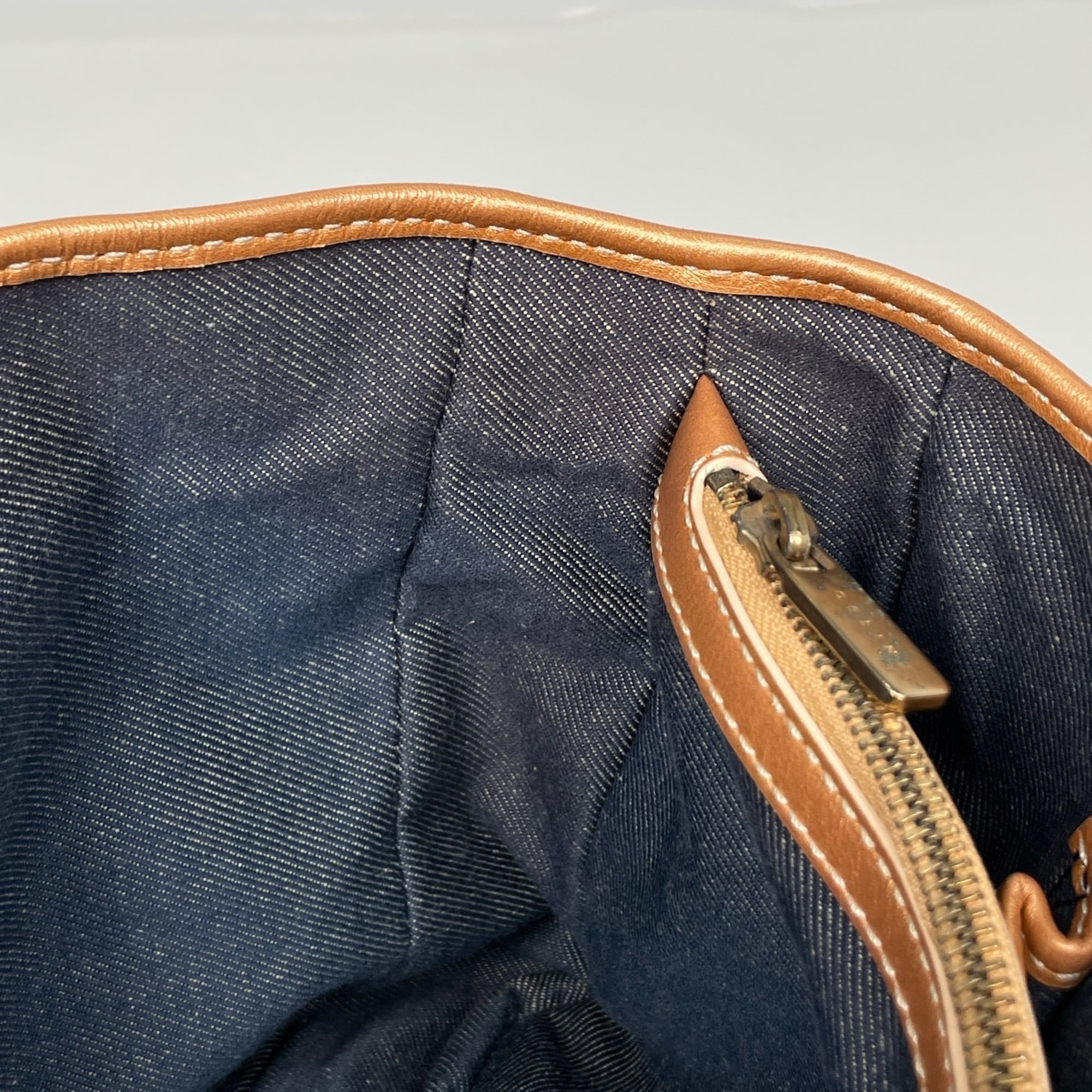 Celine Blue Brown Denim Leather Handbag (Pre-Owned)