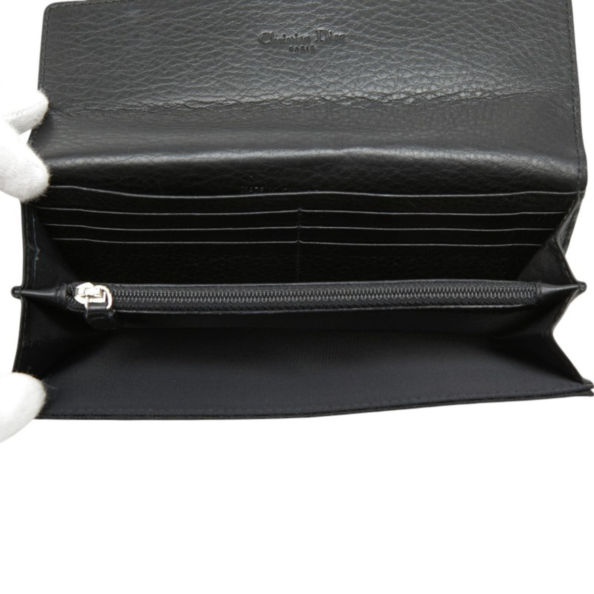 Christian Dior Black Canvas Leather Long Wallet (Bi-Fold) (Pre-Owned)